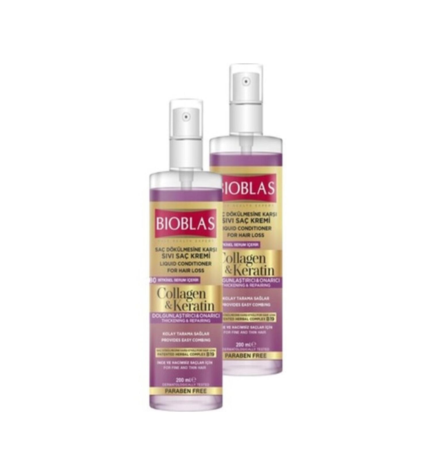Bioblas Anti-Hair Loss Liquid Conditioner Collagen & Keratin 400 ml (200ml X2)
