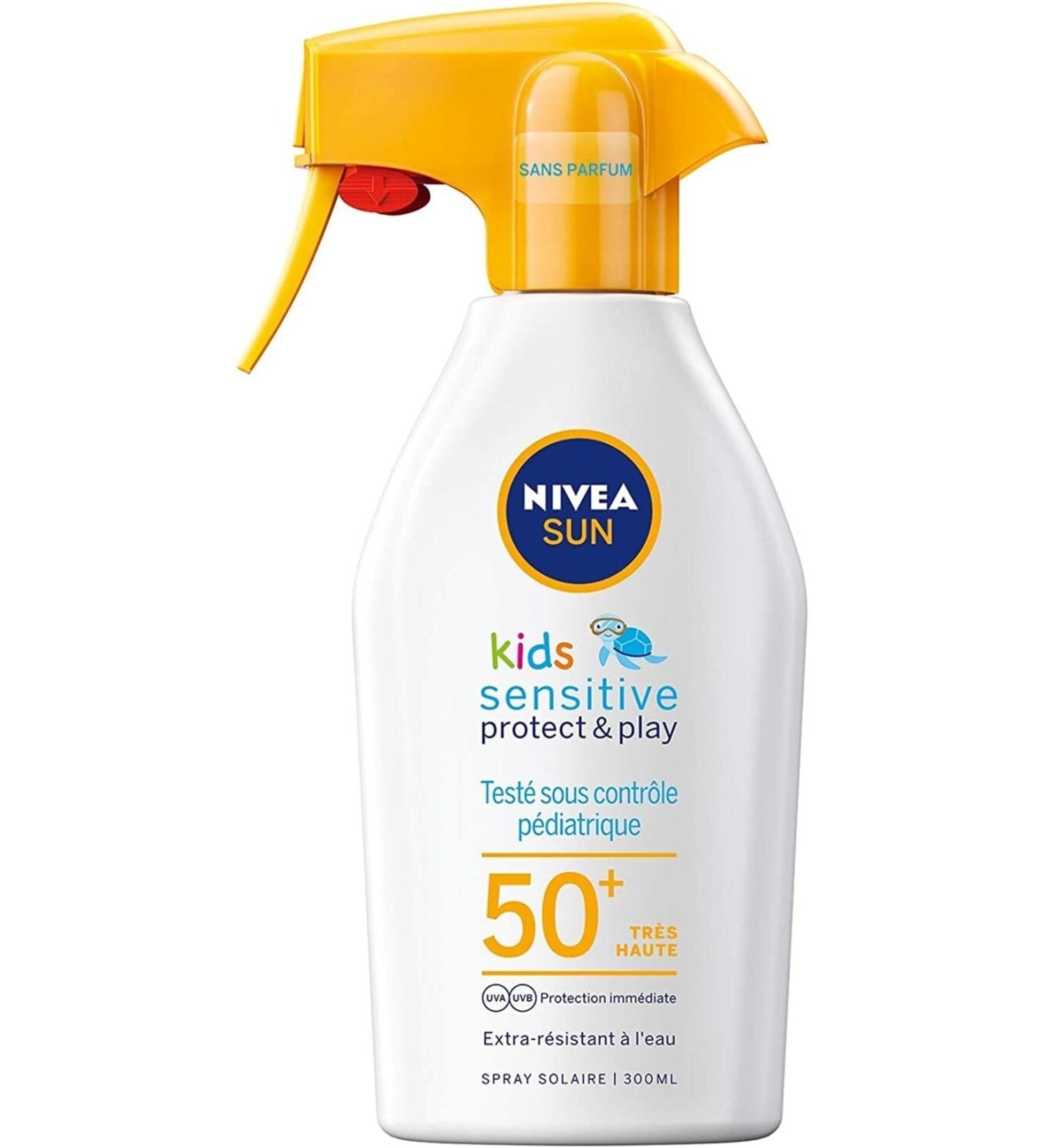 NIVEA Kids Protect&amp play Sensitive (Sensitive Sun Spray Spf50 for Children) 300ml