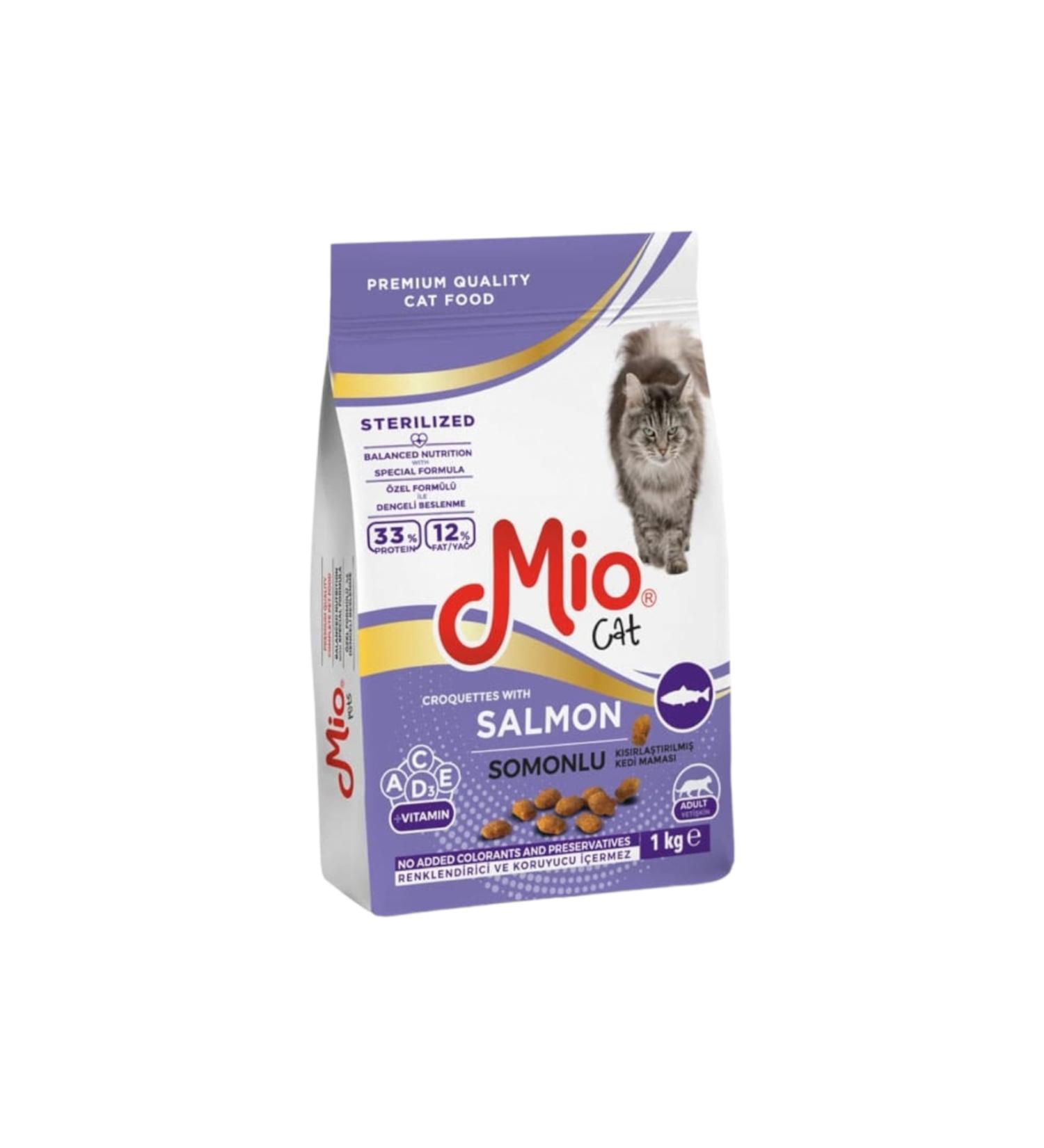 Mio Adult Sterilized Cat Food with Salmon - 1 Kg Salmon - Dry Food - 1 Kg Sterilized - Buy Online on GoSupps.com