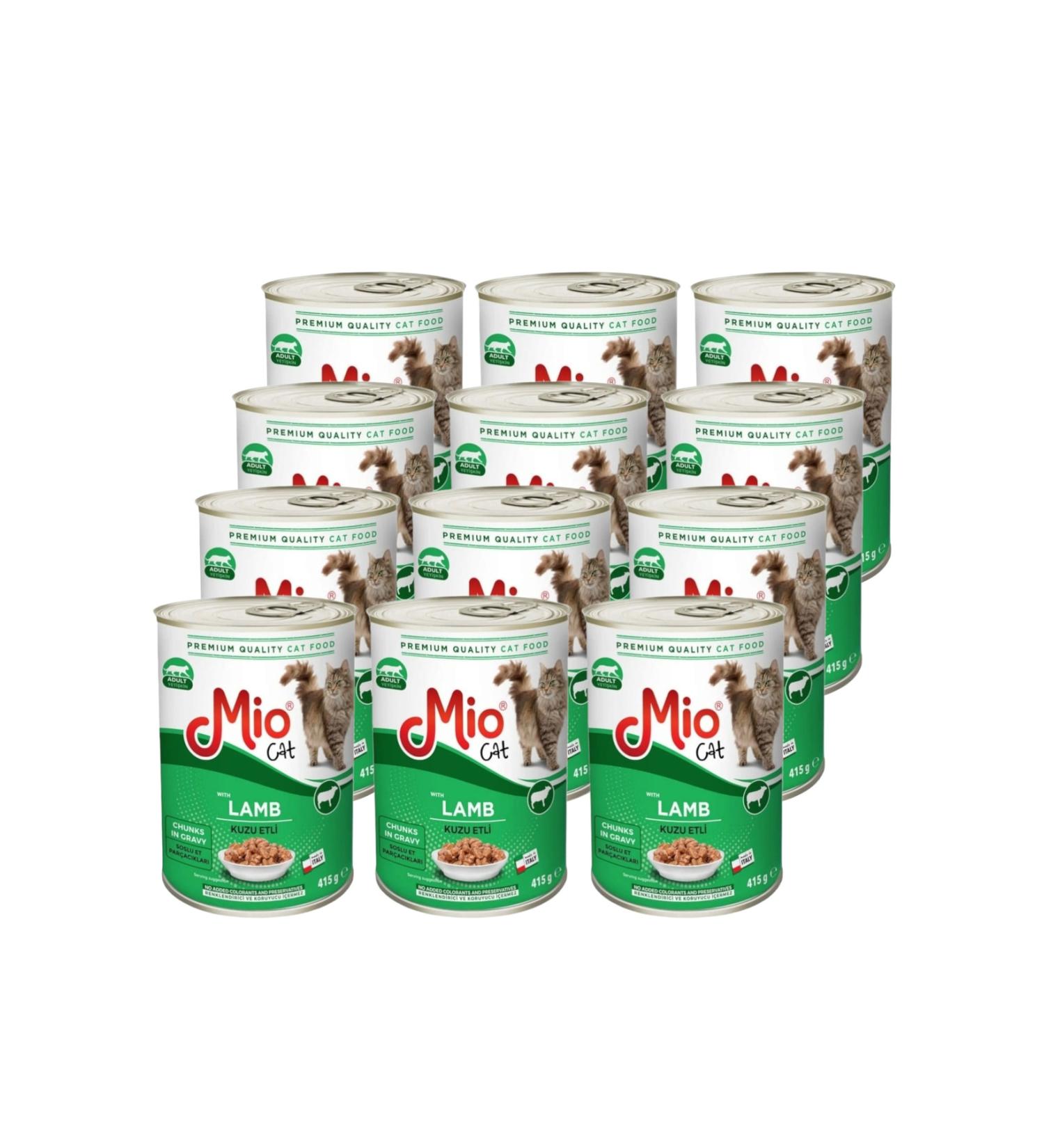 Mio Cat Food Lamb Meat 415 Gr Canned Wet Food Meat Pieces *** 12 Pieces ***