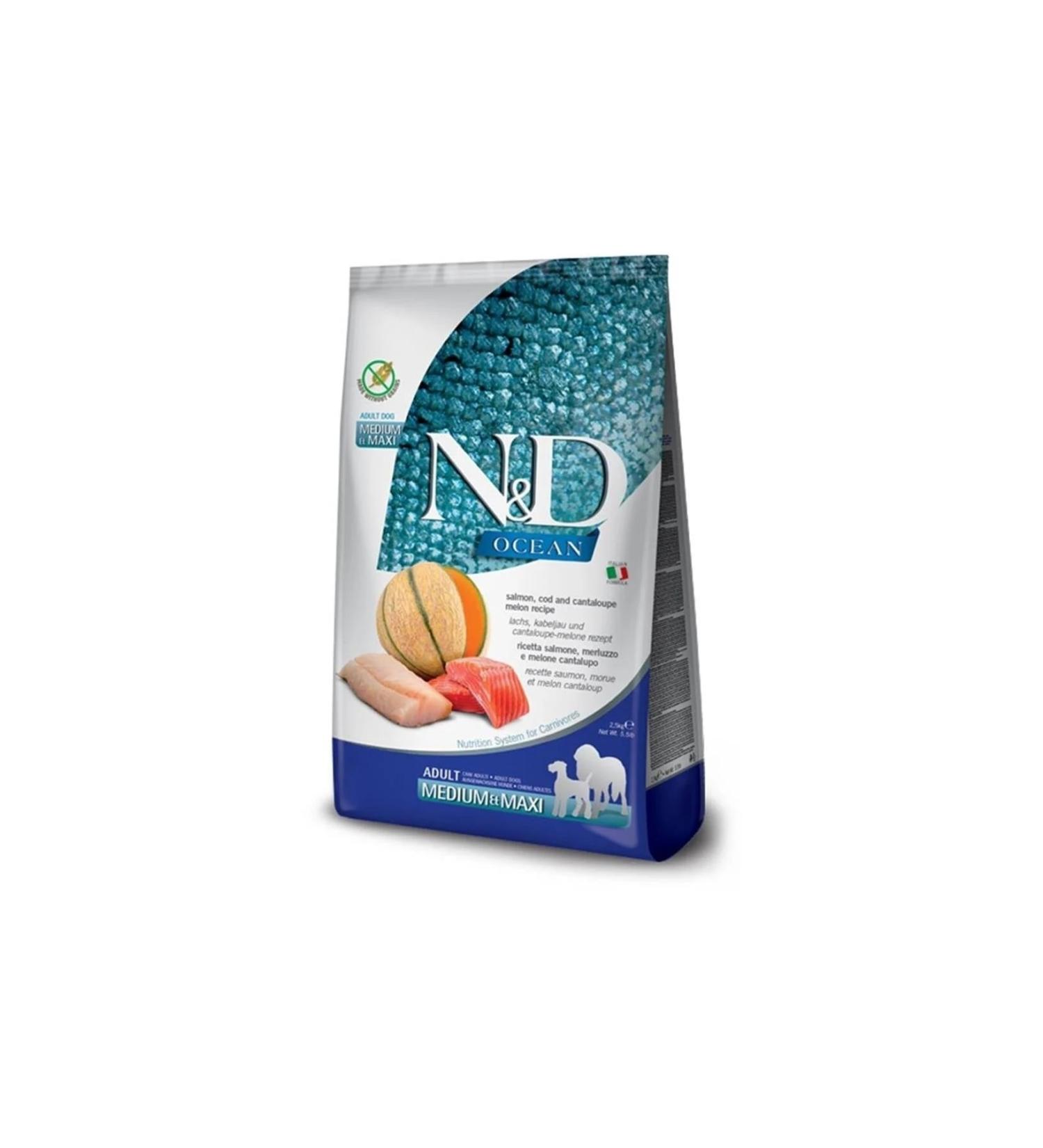 N & D Ocean Grain-Free Medium Maxi Adult 2.5kg Cod Fish Salmon and Melon Adult Dog Food
