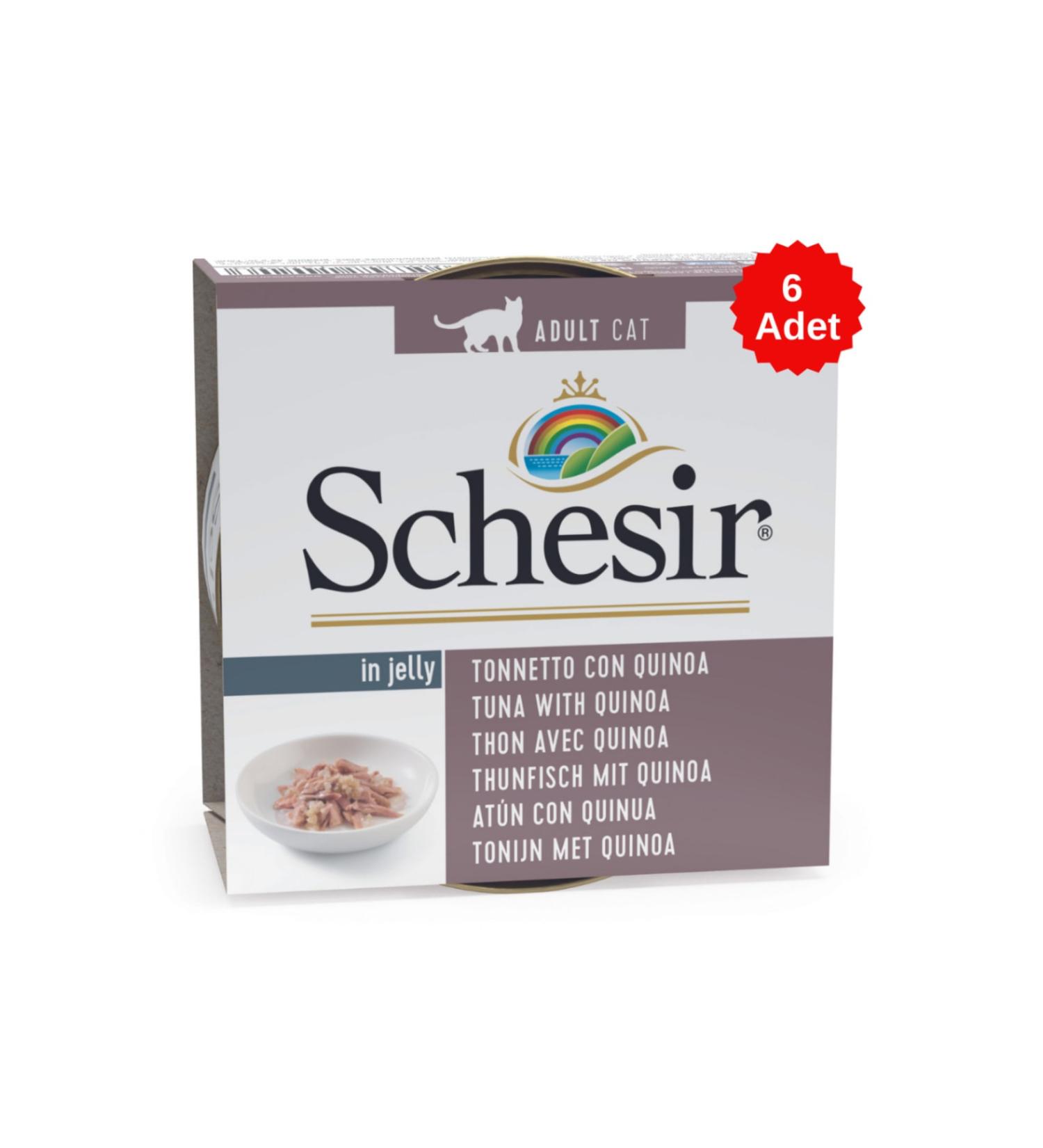 Schesir Cat Jelly Grain-Free Tuna and Quinoa Cat Canned Food 85 Gr 6 Pieces