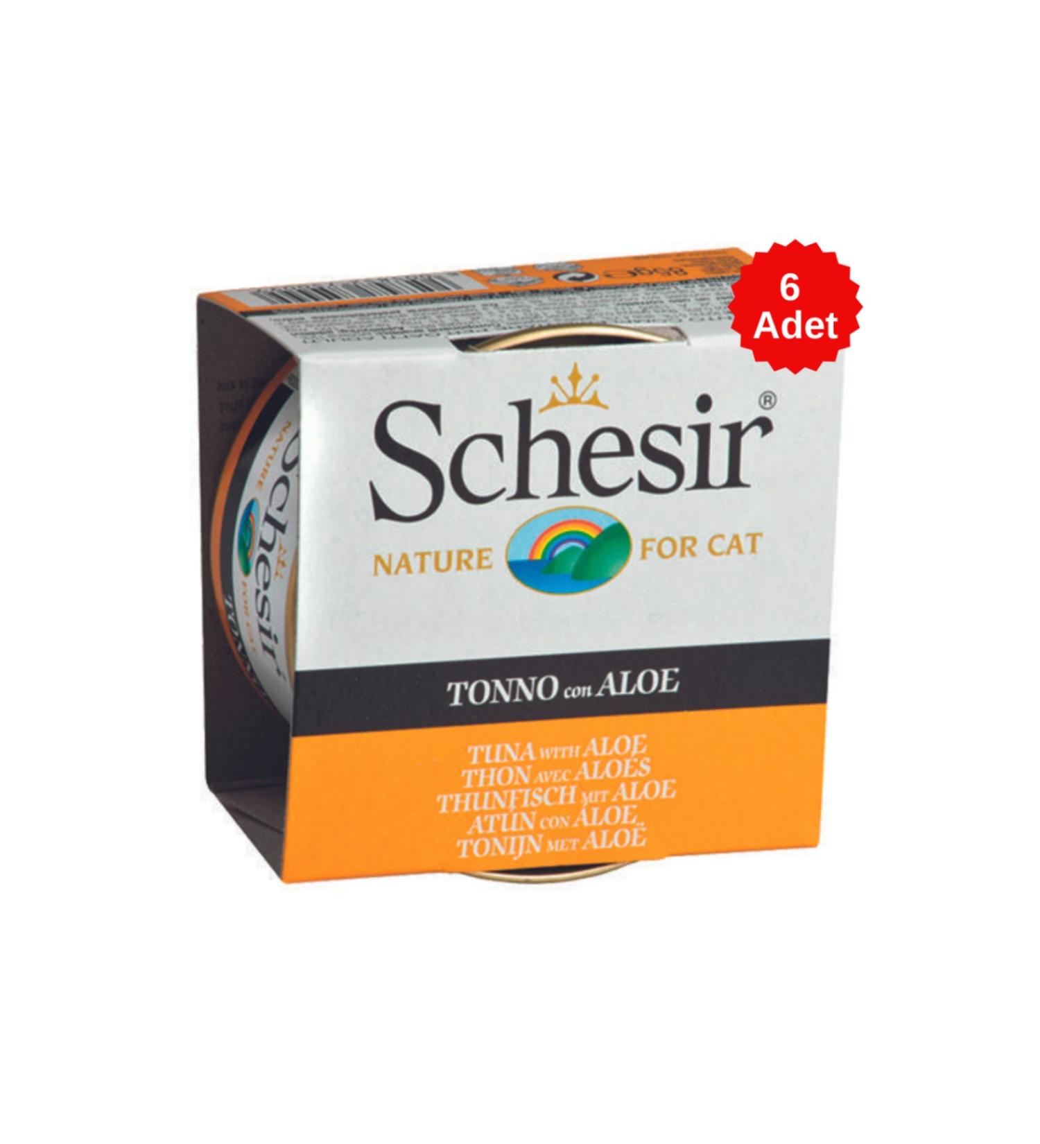 Schesir Cat Jelly Tuna and Aloe Vera Cat Canned Food 85 Gr 6 Pieces