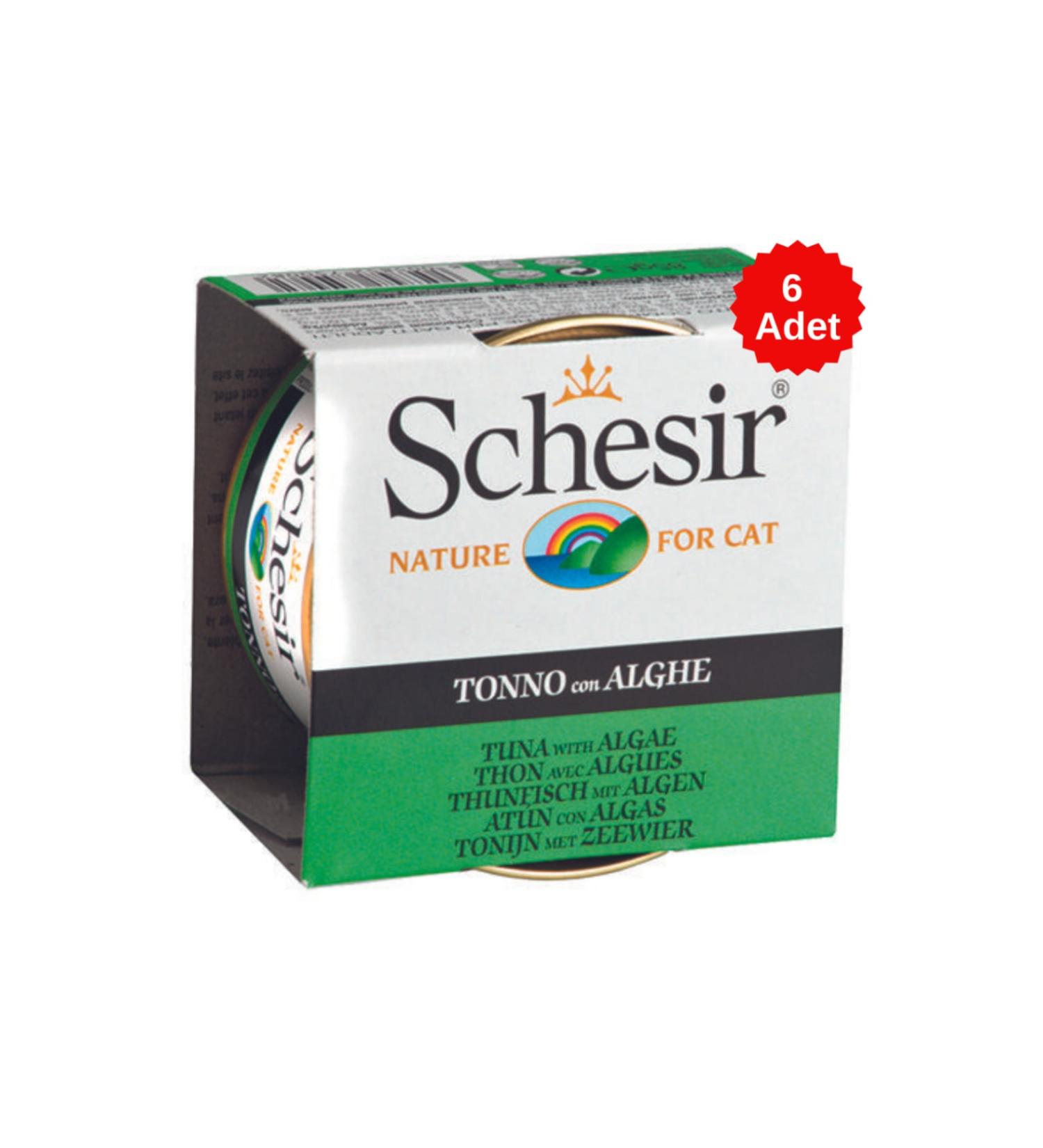 Schesir Cat Jelly Tuna and Sea Plants Cat Canned Food 85 Gr 6 Pieces