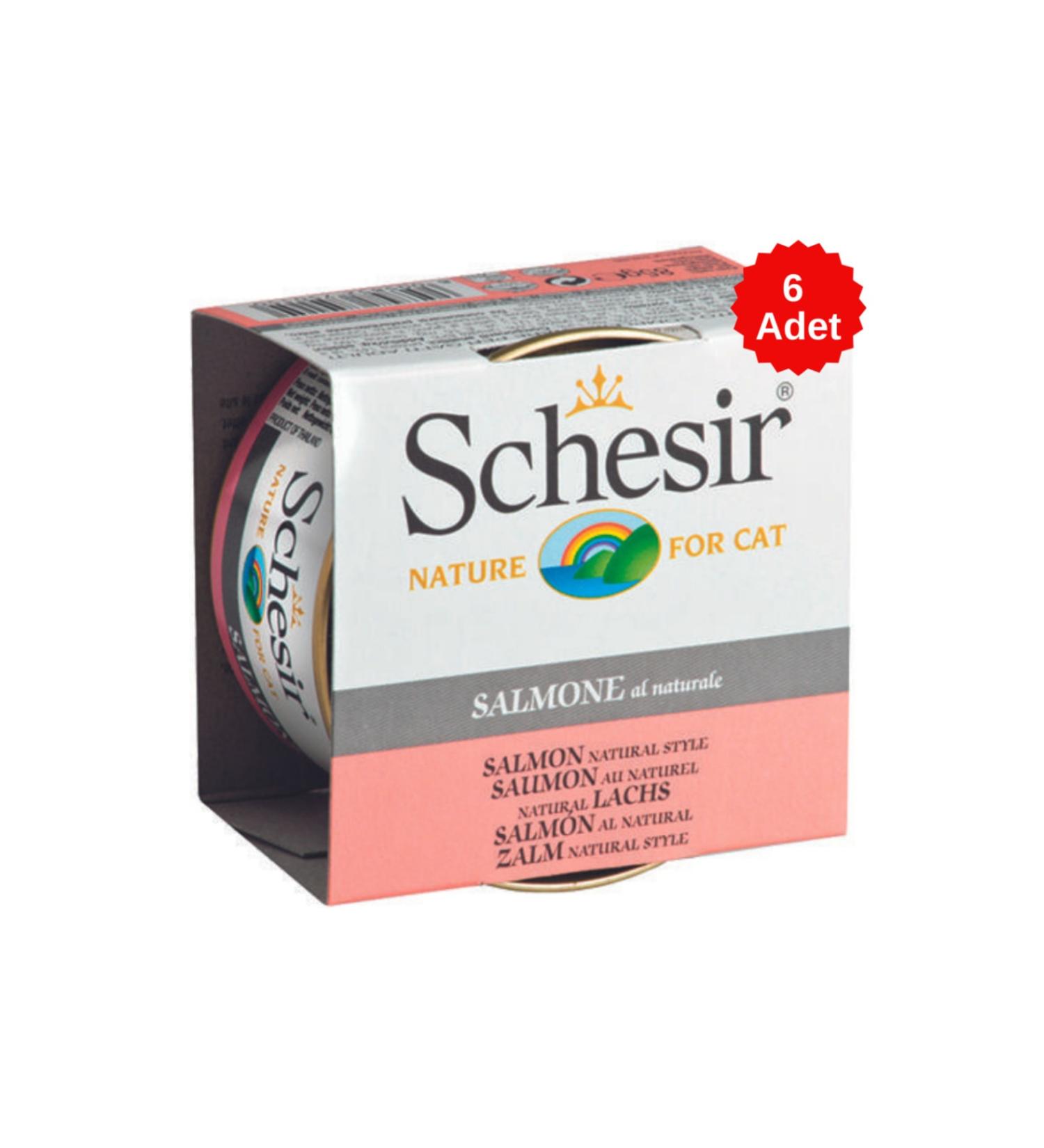 Schesir Cat Natural Brine Salmon Cat Canned Food 85 Gr 6 Pieces