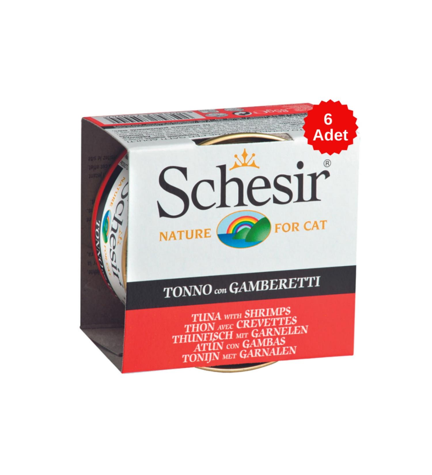 Schesir Cat Jelly Tuna and Shrimp Cat Canned Food 85 Gr 6 Pieces