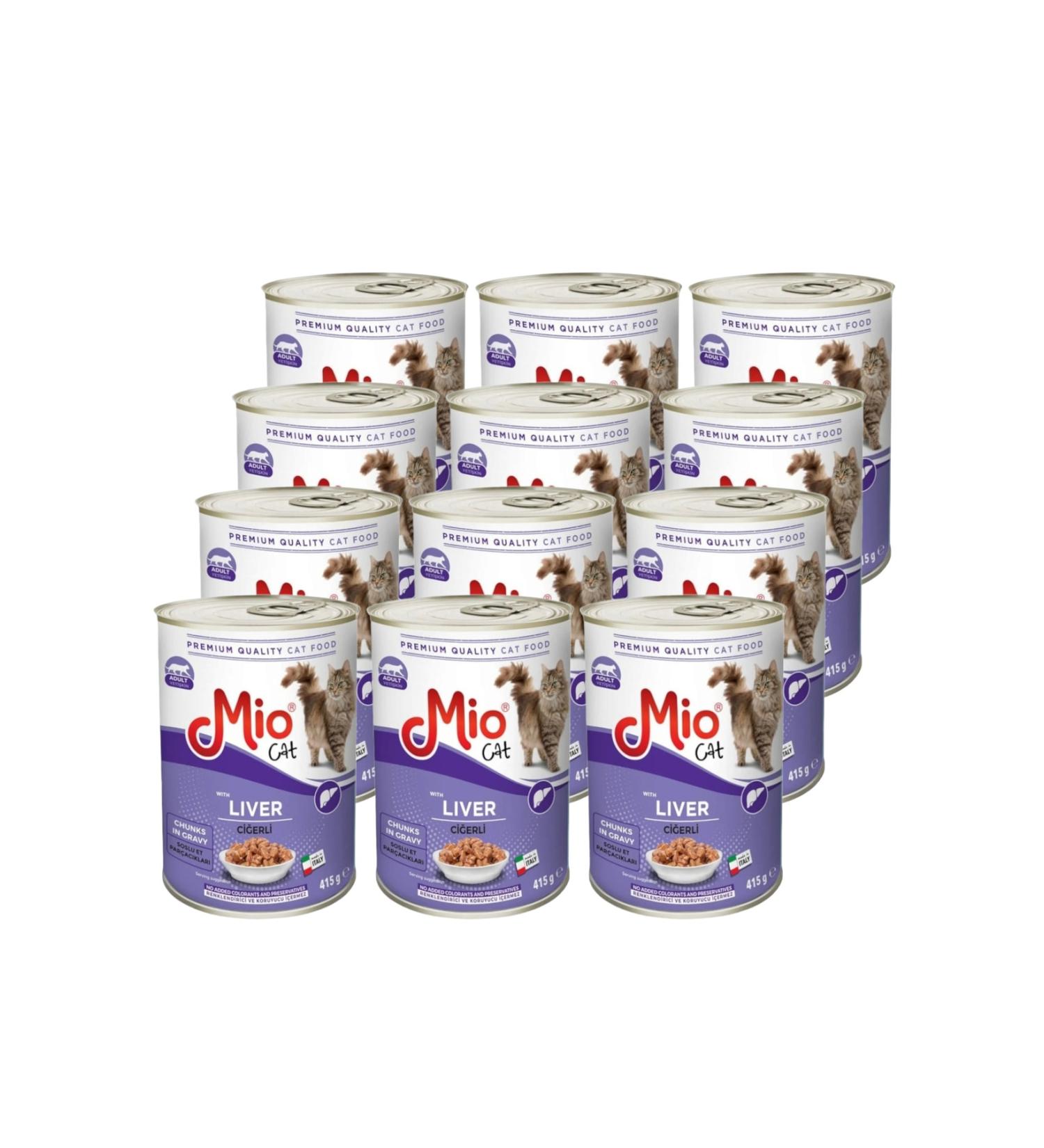 Mio Cat Food Liver 415 Gr Canned Wet Food Meat Pieces *** 12 Pieces ***