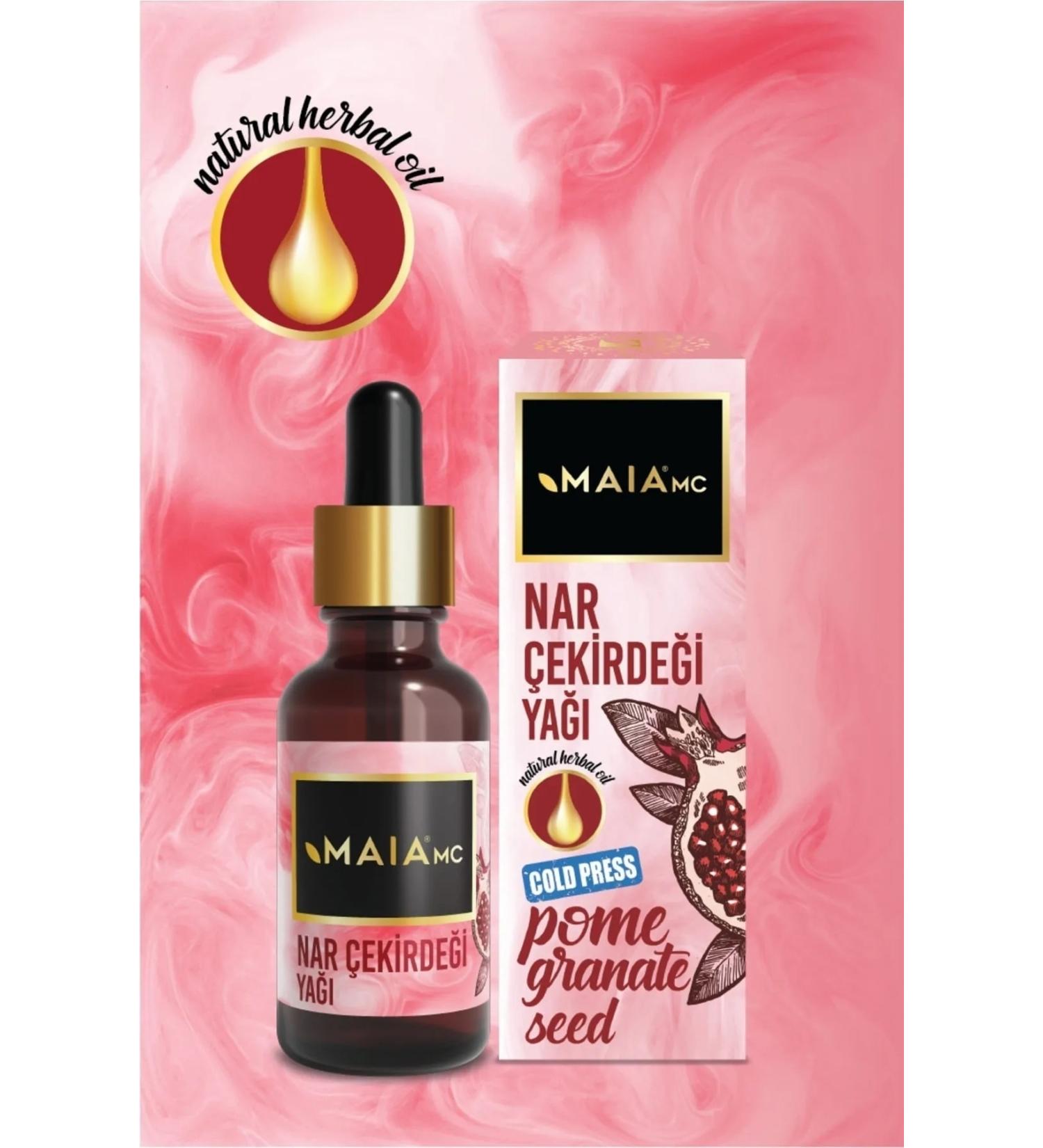 Maia mc Pomegranate Seed Oil (Cold Pressed) Vibrant Radiant Shiny Skin and Hair 20 Ml.