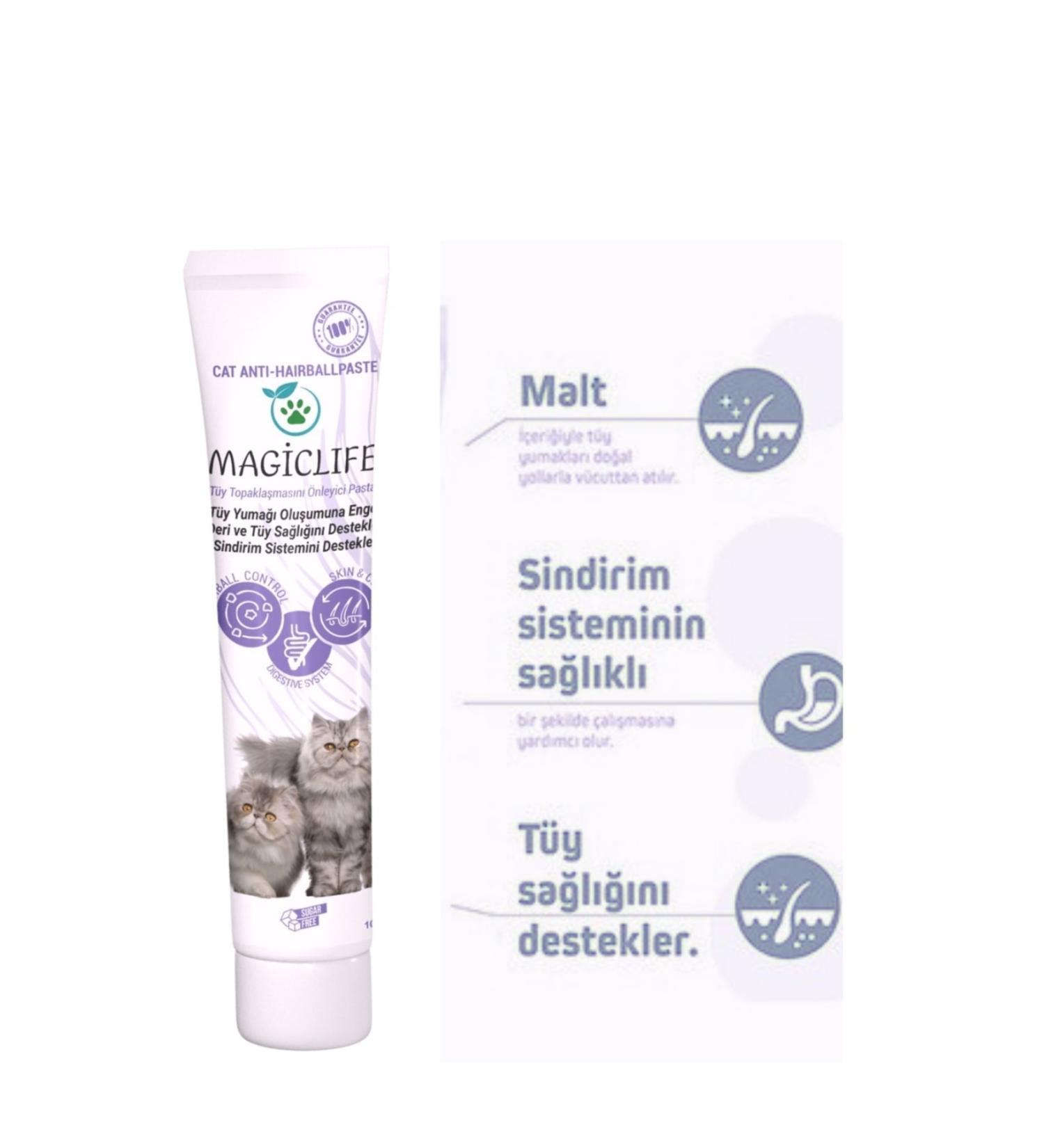 MAGIC LIFE Magiclife Hairball Malt Paste 100gr Malt Paste Preventing Hairballs for Cats