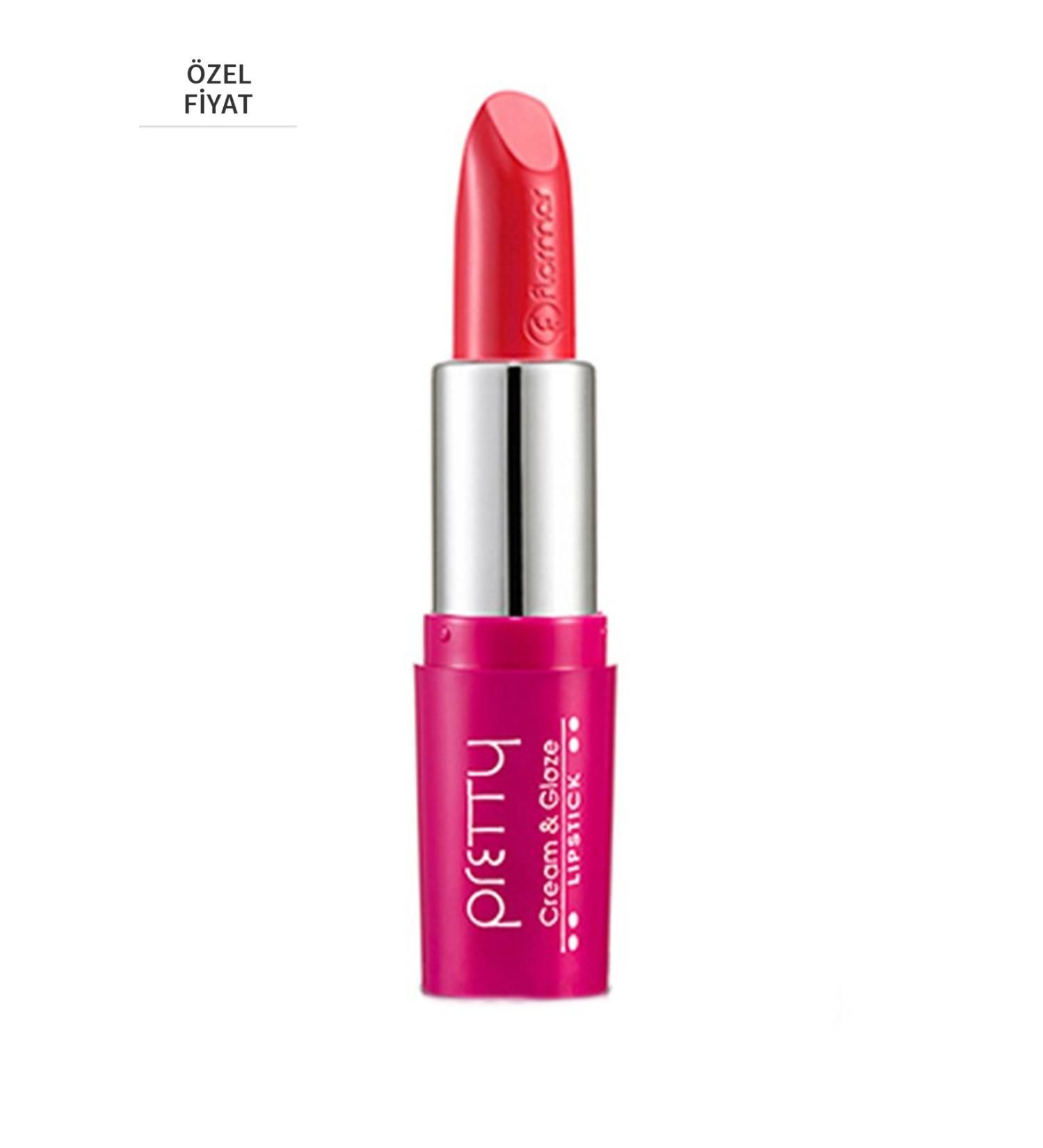 Flormar Shiny Lipstick - Pretty Cream & Glaze Lipstick P328 Festive Red 8690604193387
