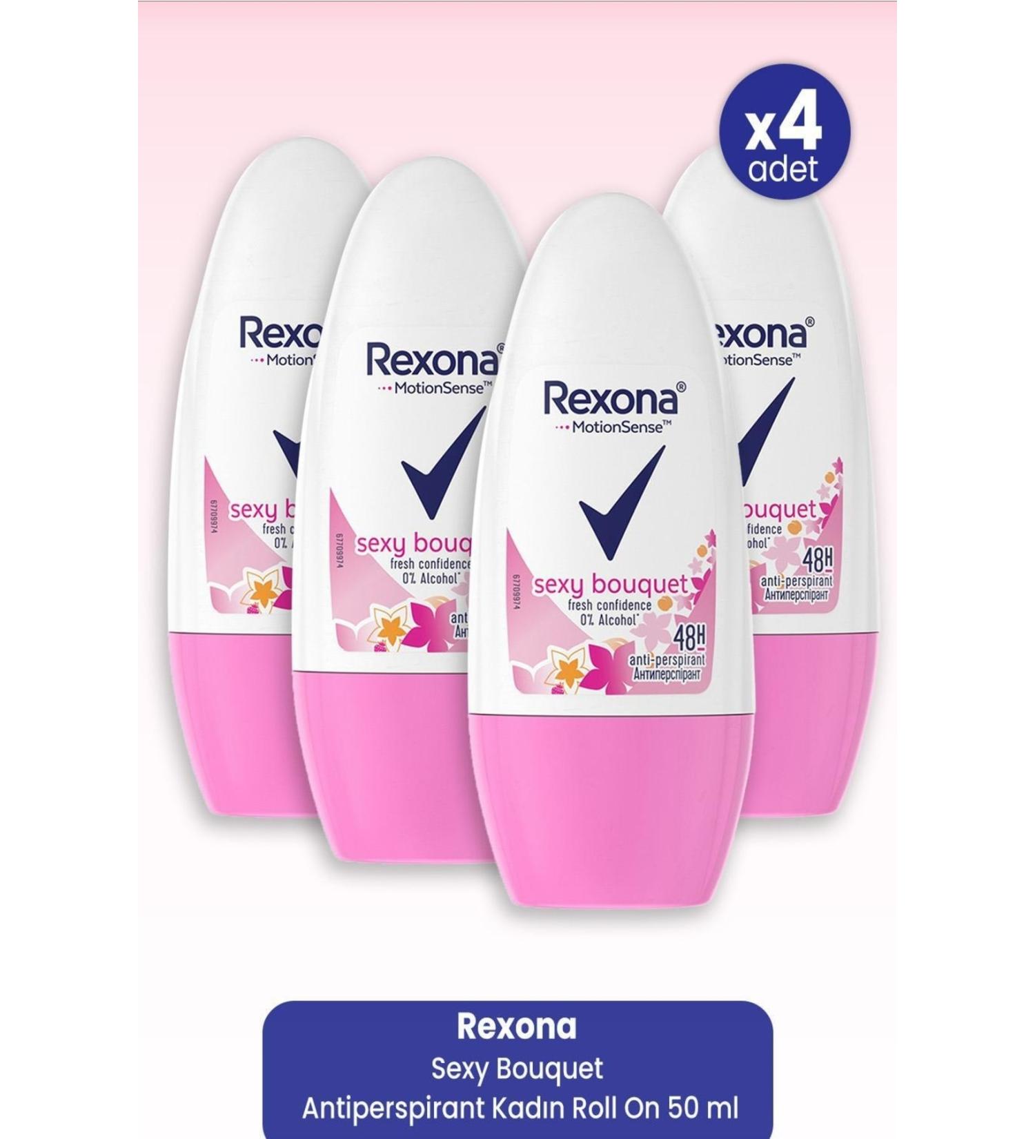 Rexona Sexy Bouquet Antiperspirant Women Roll On 50 Ml X 4 Pieces