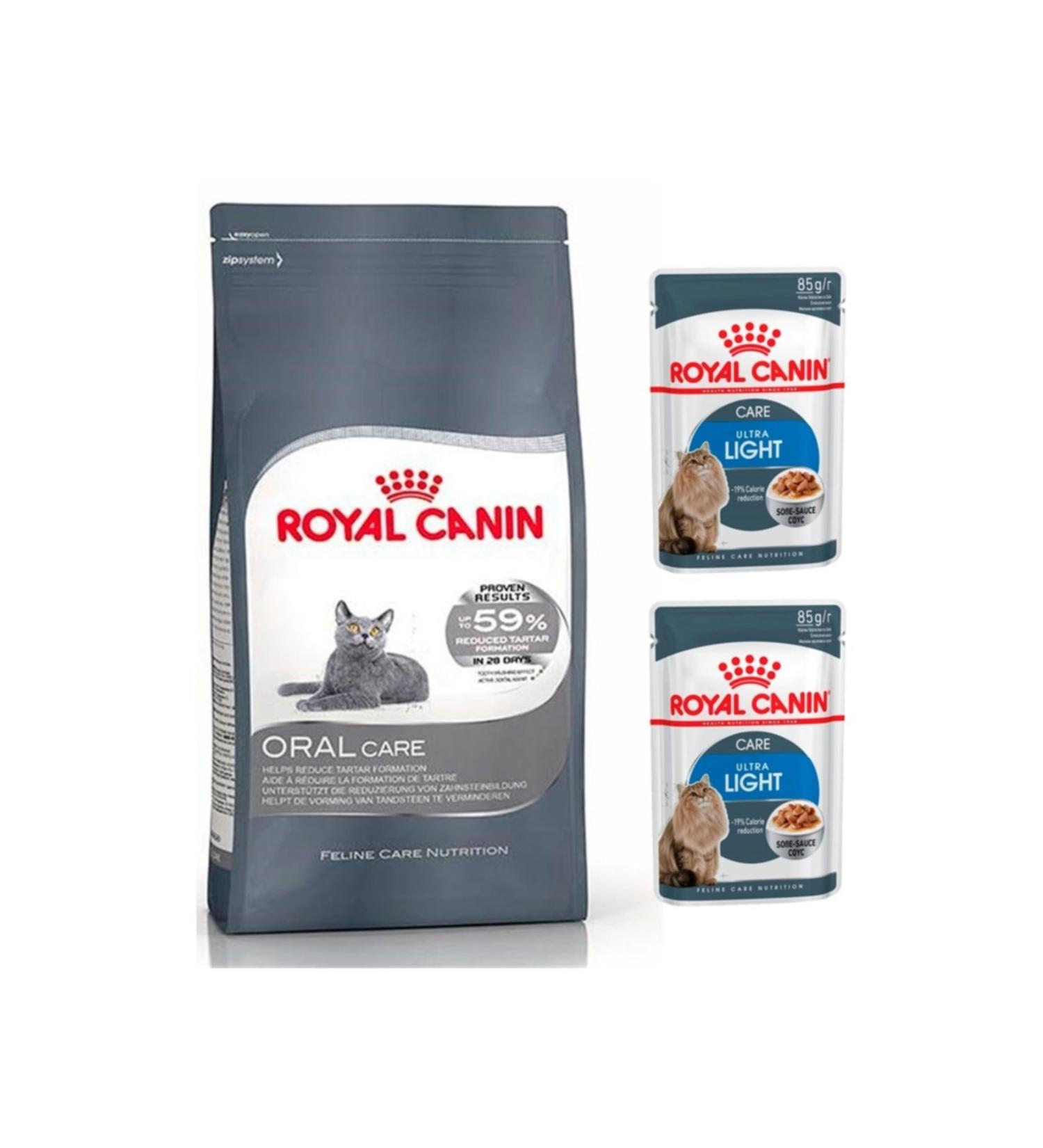 Royal Canin Oral Care 1.5 Kg Adult Cat Food + Ultra Light 2 Pieces Wet Food (original)