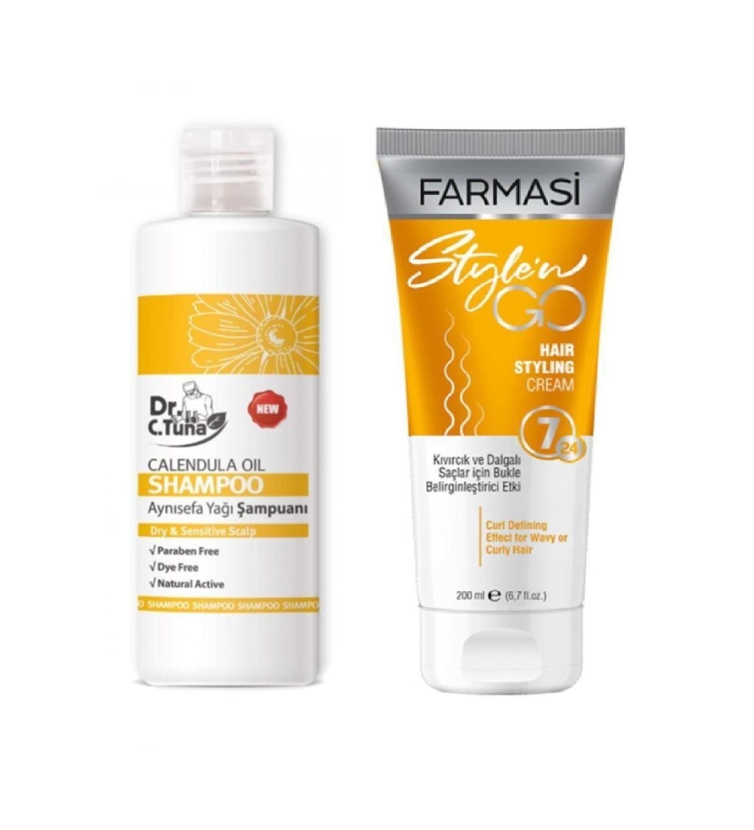 Farmasi Calendula Oil Shampoo 225 ml Hair Care Cream 200 ml