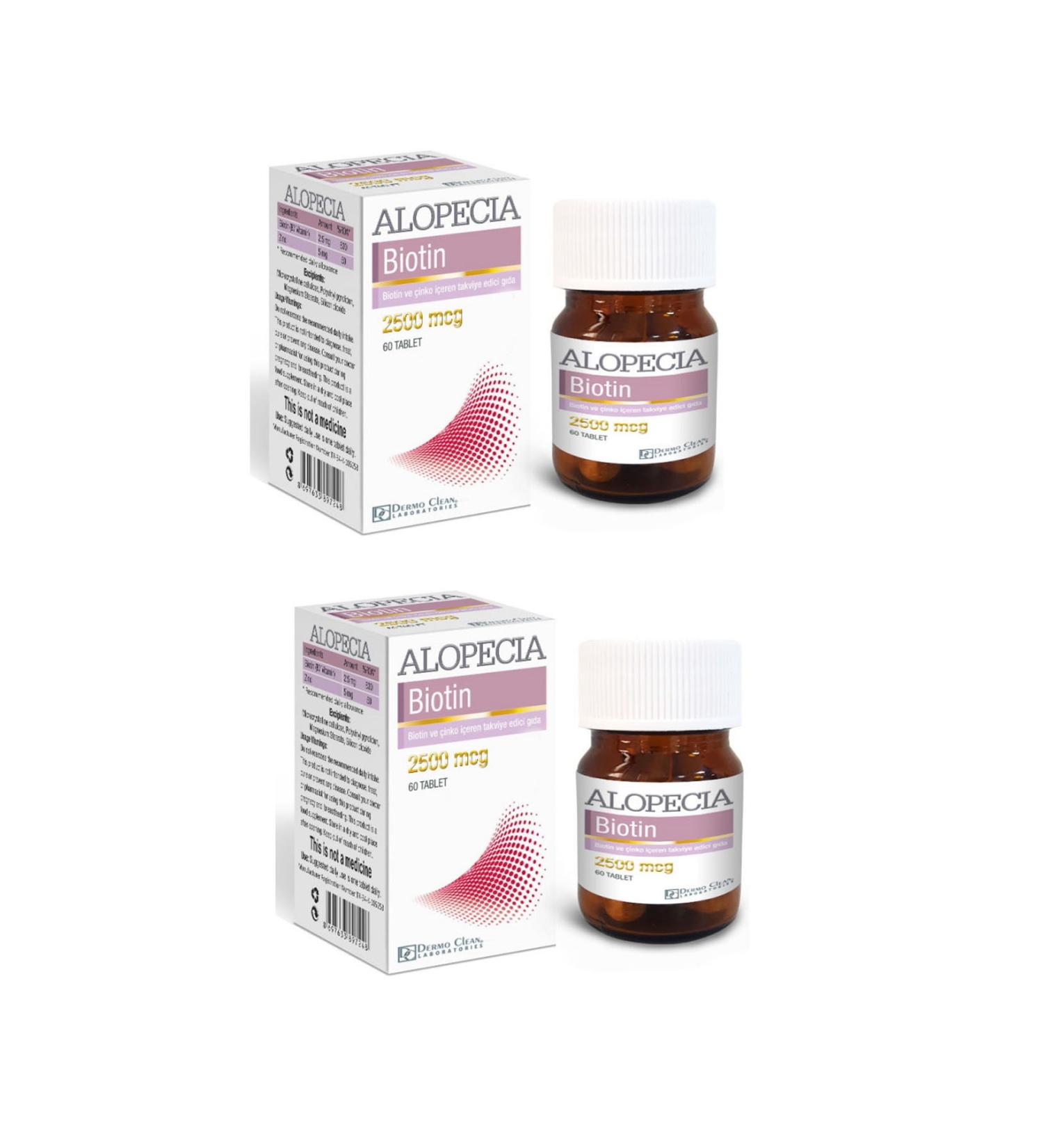 Dermo Clean Alopecia Biotin 2500 Mcg 60 Tablets 2 Pieces