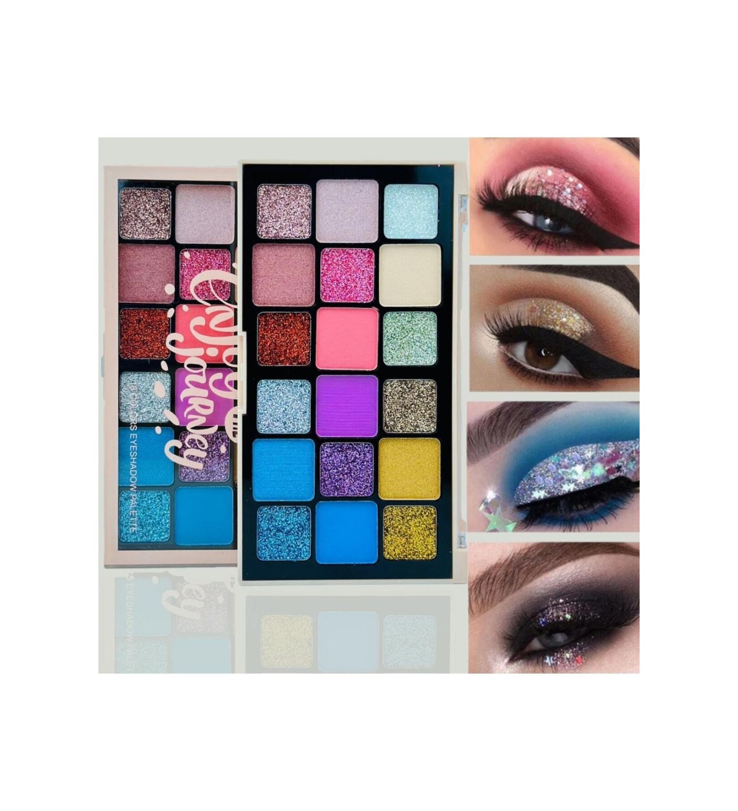 ROWENAROSE 18 Eyeshadow and Glitter Eyeshadow Palette Festival Colors