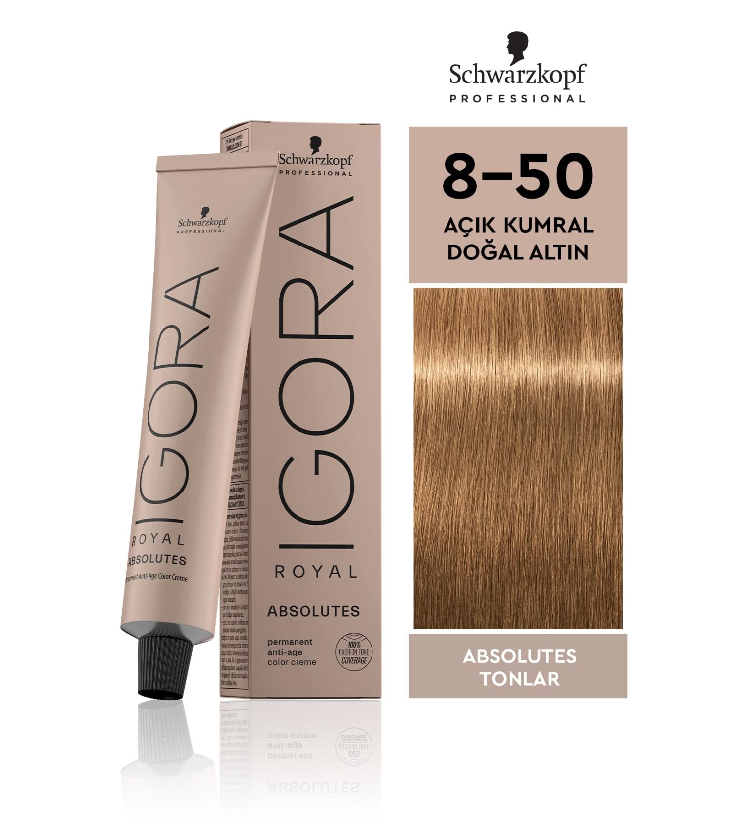 Igora Royal Absolutes Shades 8-50 Light Blonde - Natural Gold Hair Dye 60ml - Buy Online on GoSupps.com