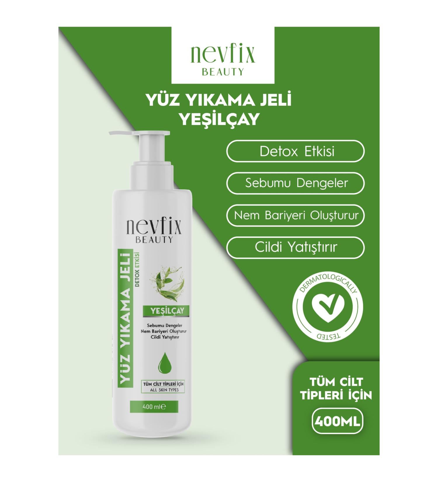 Nevfix Beauty Green Tea Extract Detoxifying Face Wash Gel 400 ML - Buy Online on GoSupps.com