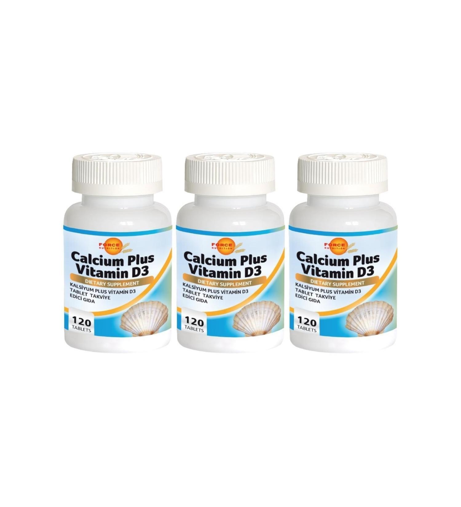 Force Nutrition Calcium Plus 3x120 Tablets Vitamin D3 Vitamin Calcium