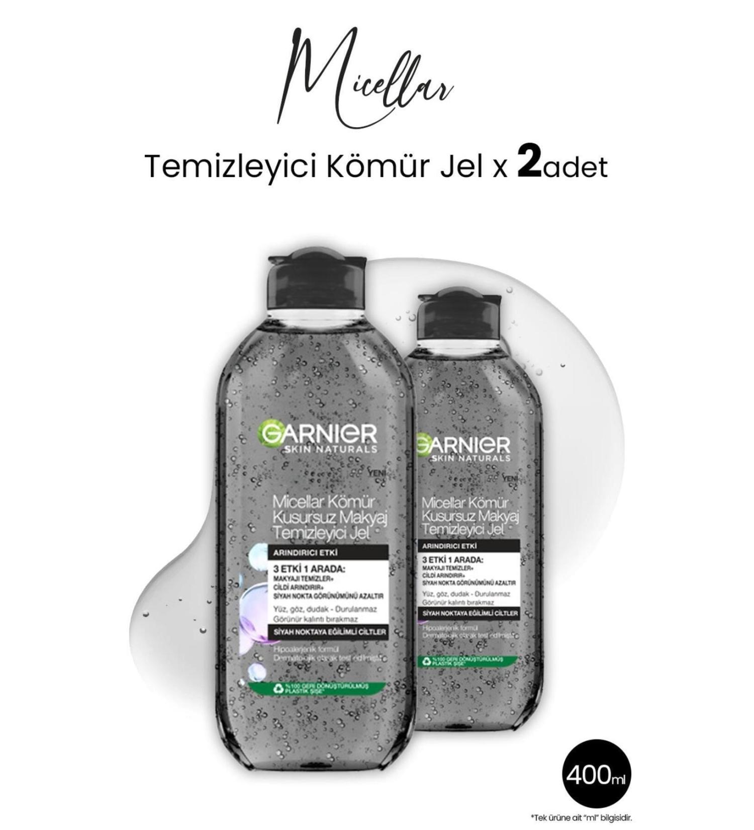 Garnier Micellar Make-Up Remover Gel Charcoal 400 ml x 2 Pcs