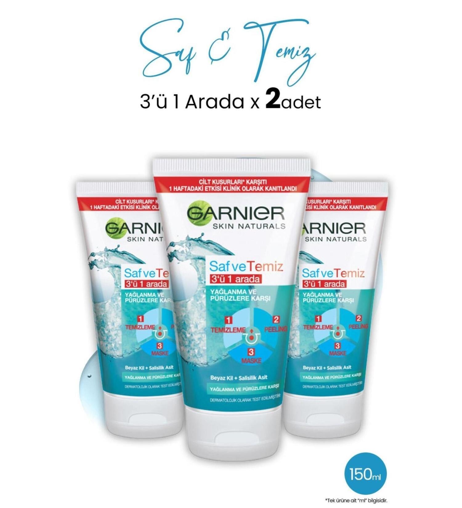 Garnier 3 in 1 Pure & Clean 150 ml x 3 Pieces