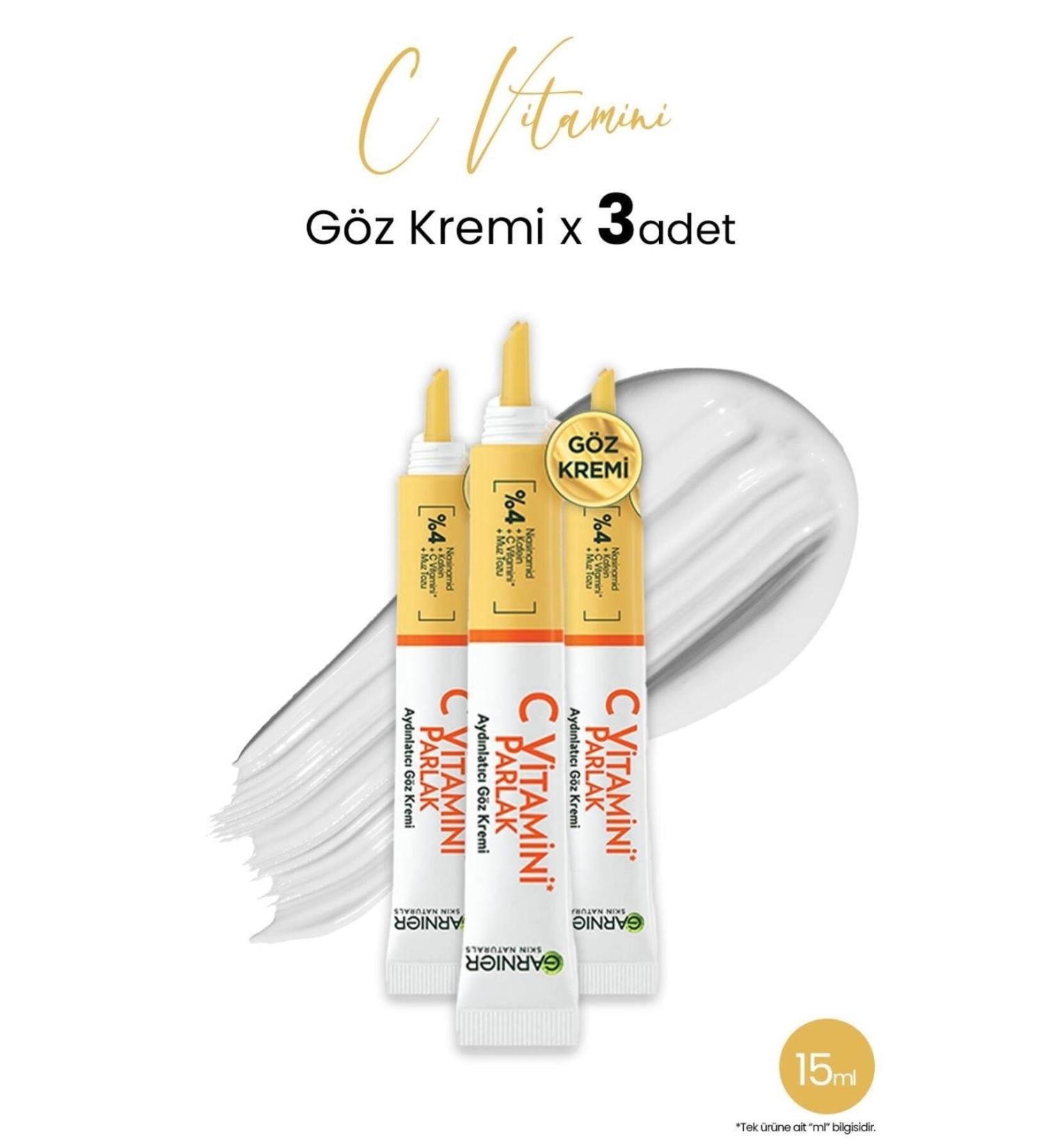 Garnier Brightening Eye Cream Vitamin C 15 ml x 3 Pcs