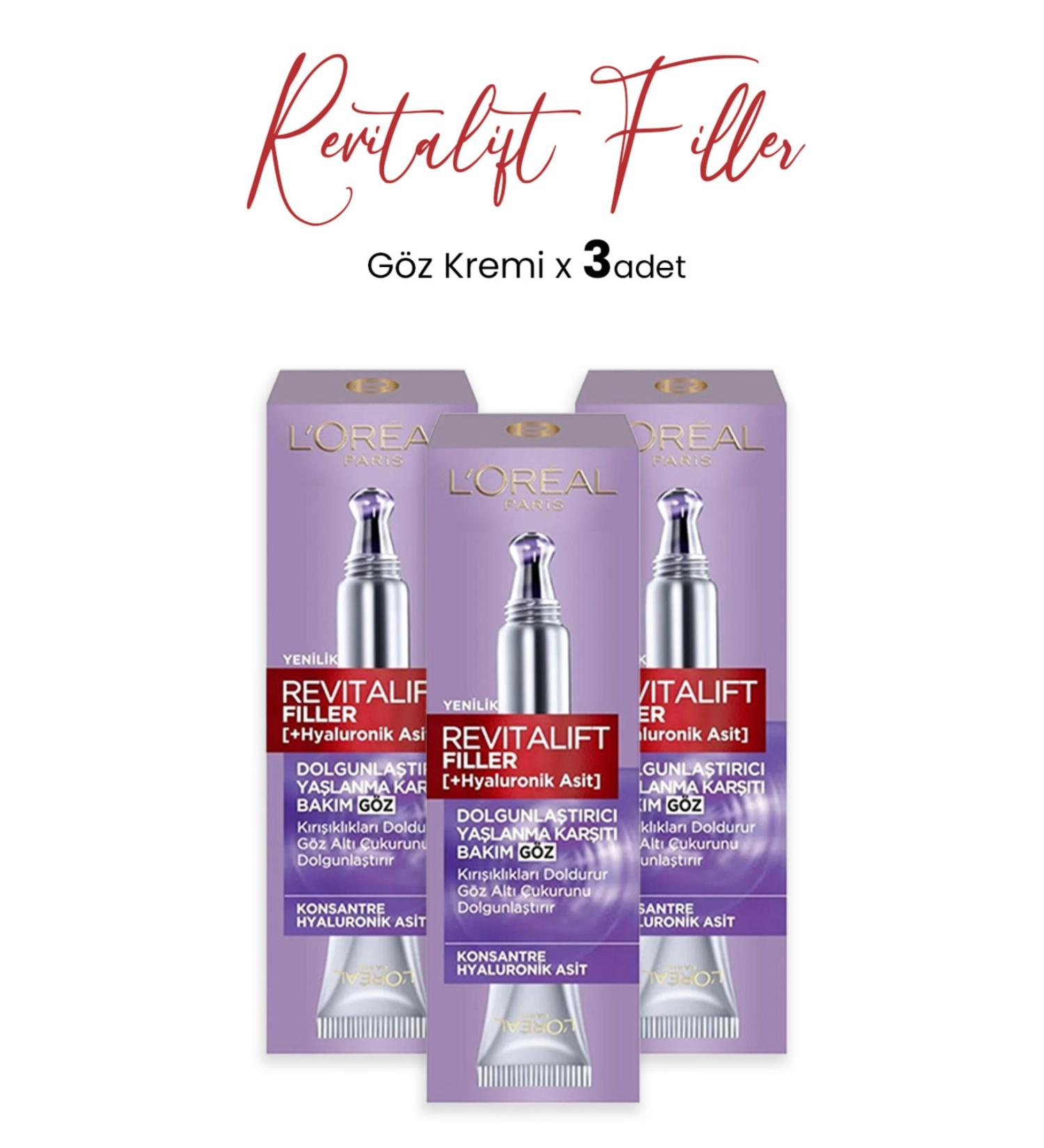 L'Oreal Paris Revitalift Filler Anti-Aging Eye Cream 15 ml X 3 Pieces