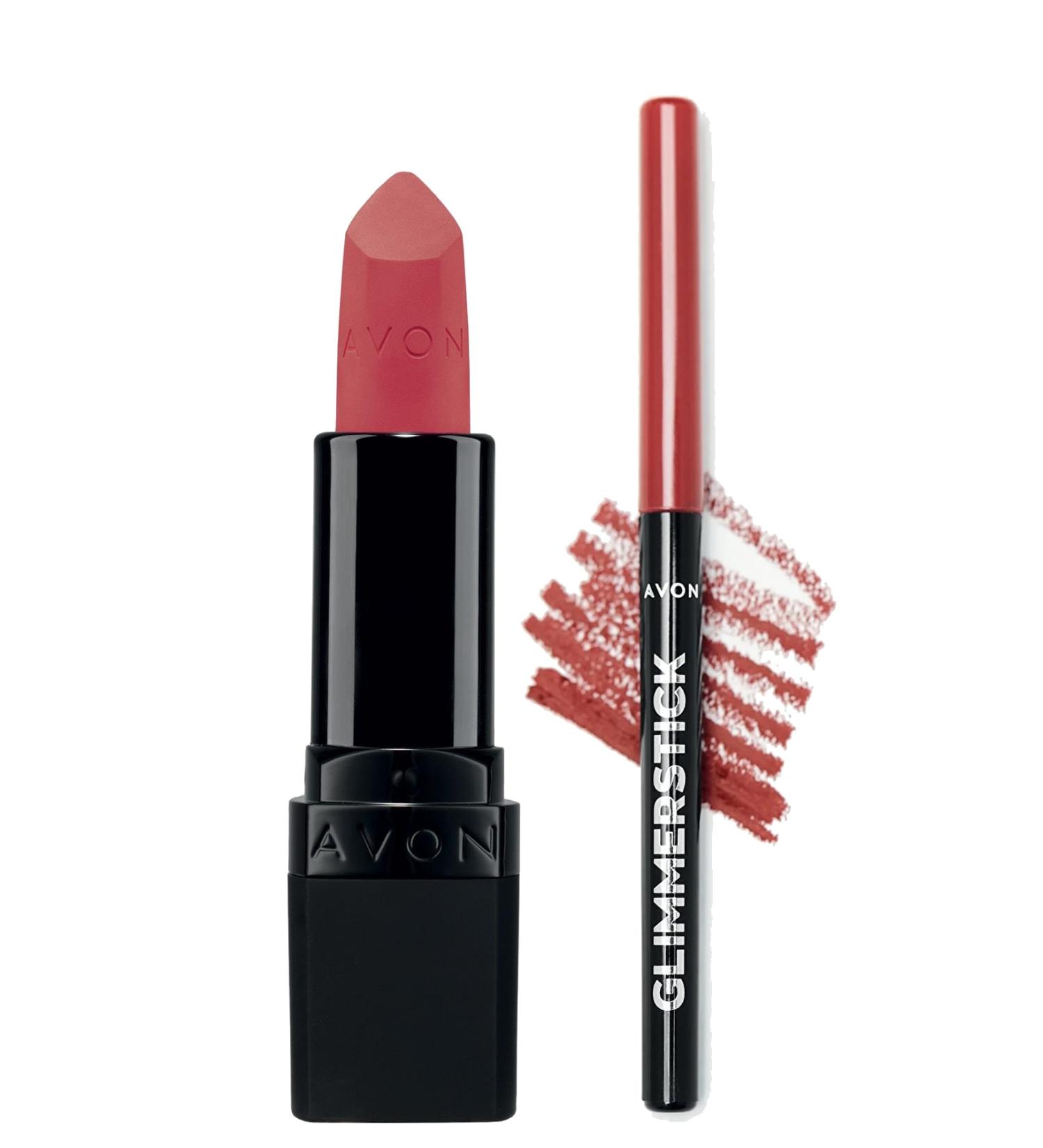 Avon Ultra Matte Lipstick Peach Flatters And Glimmerstick Lip Pencil Coral Desire Pack - Buy Online on GoSupps.com