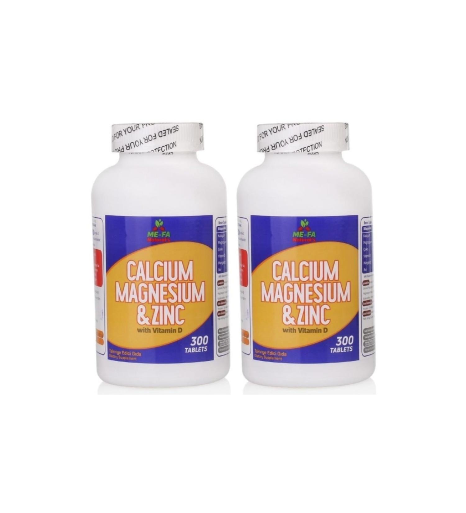 Mefa Naturals Calcium Magnesium Zinc Vitamin D 3 2 Box 600 Tablets