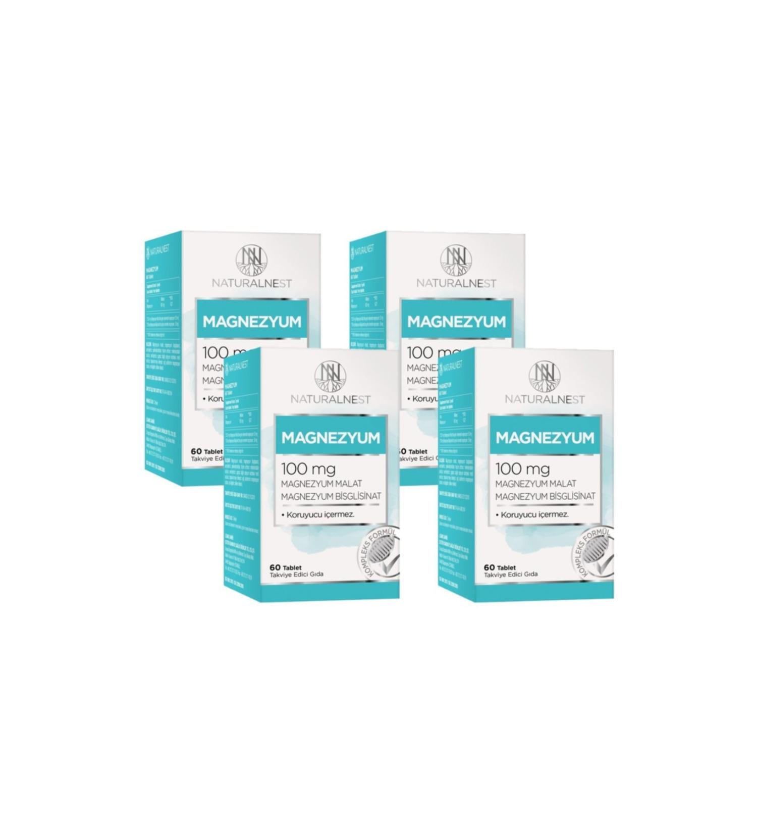 Natural Nest Magnesium 60 Tablets 4 Boxes