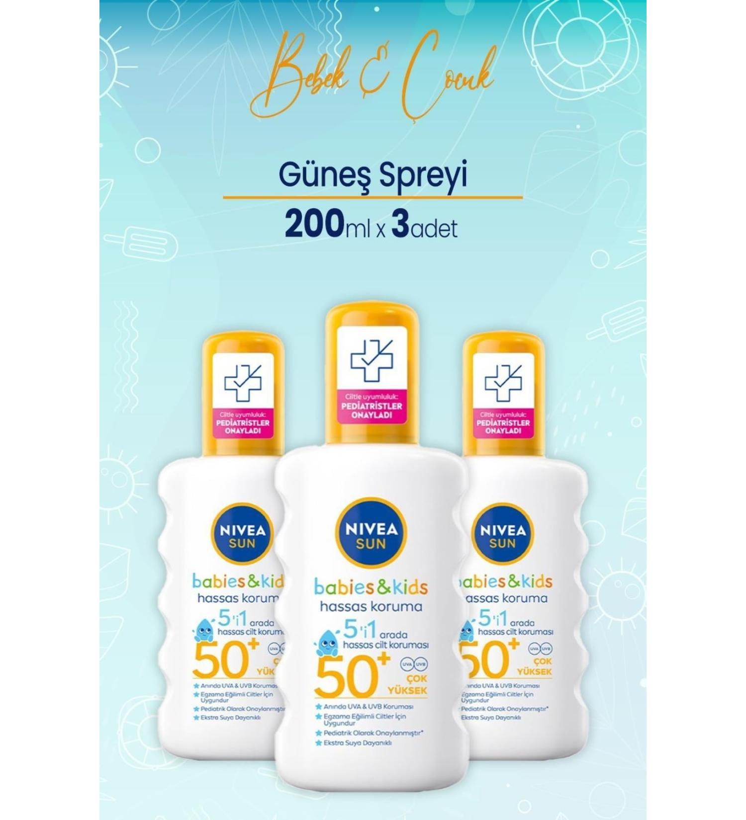 NIVEA Sun Kids Sensitive Sun Spray Gkf50+ 200 Ml X 3 Pcs