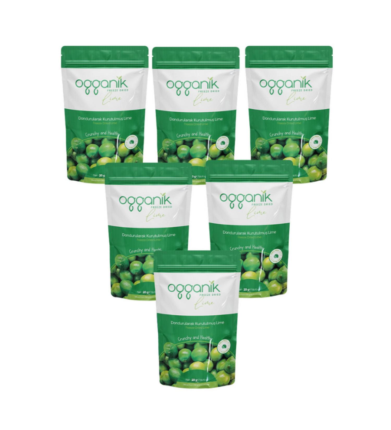 ogganik 6 Pack Freeze Dried Lime Chips - Freeze Dried Lime - 6x20gr
