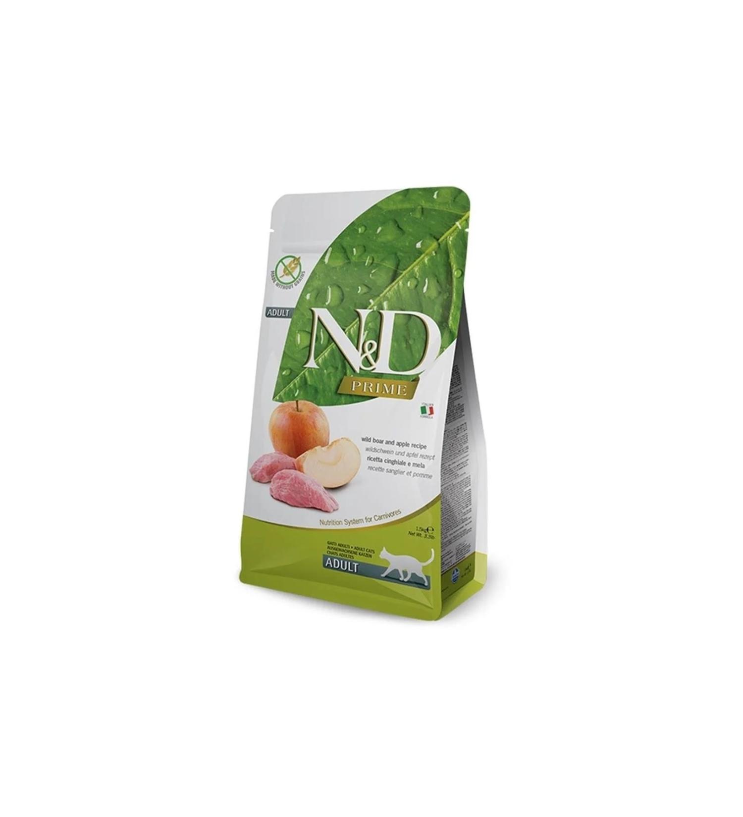 N & D Nd Prime Adult Cat 5kg Grain-Free Boar and Apple Adult Cat Food Boar Apple Adult