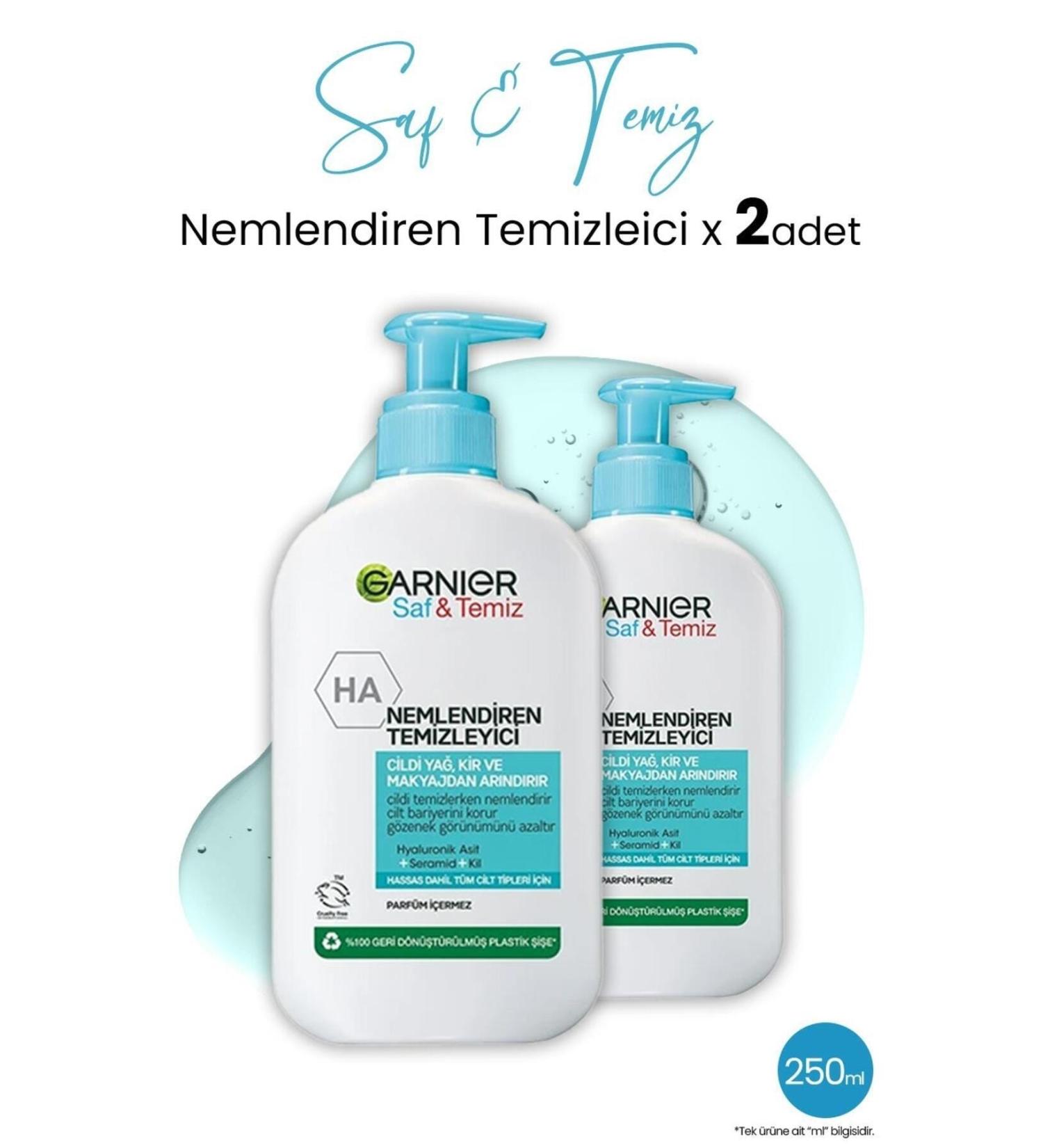 Garnier Moisturizing Cleanser Pure & Clean 250 ml x 2 Pieces