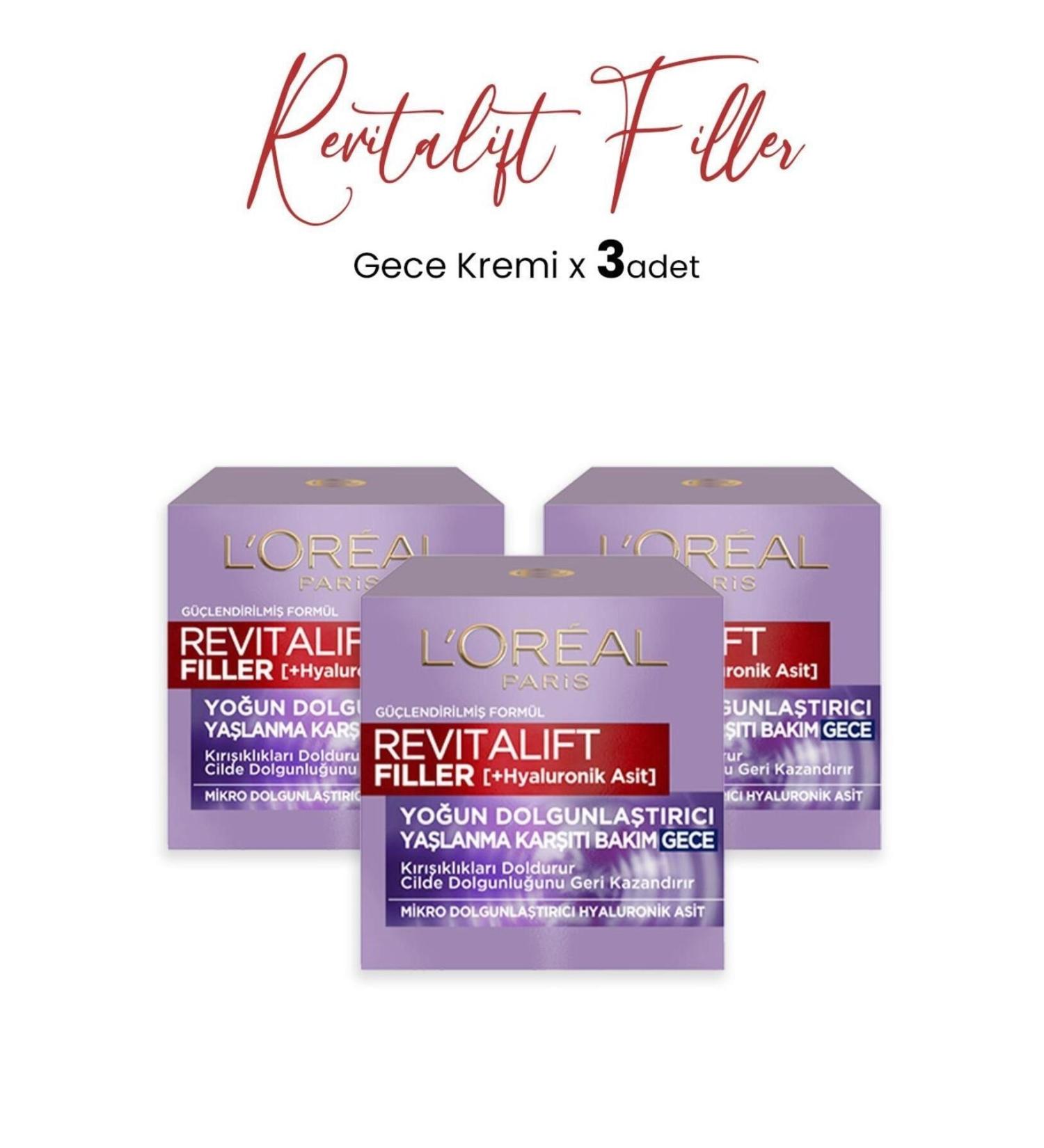 L'Oreal Paris Revitalift Filler Anti-Aging Cream Night 50 ml x 3 Pcs