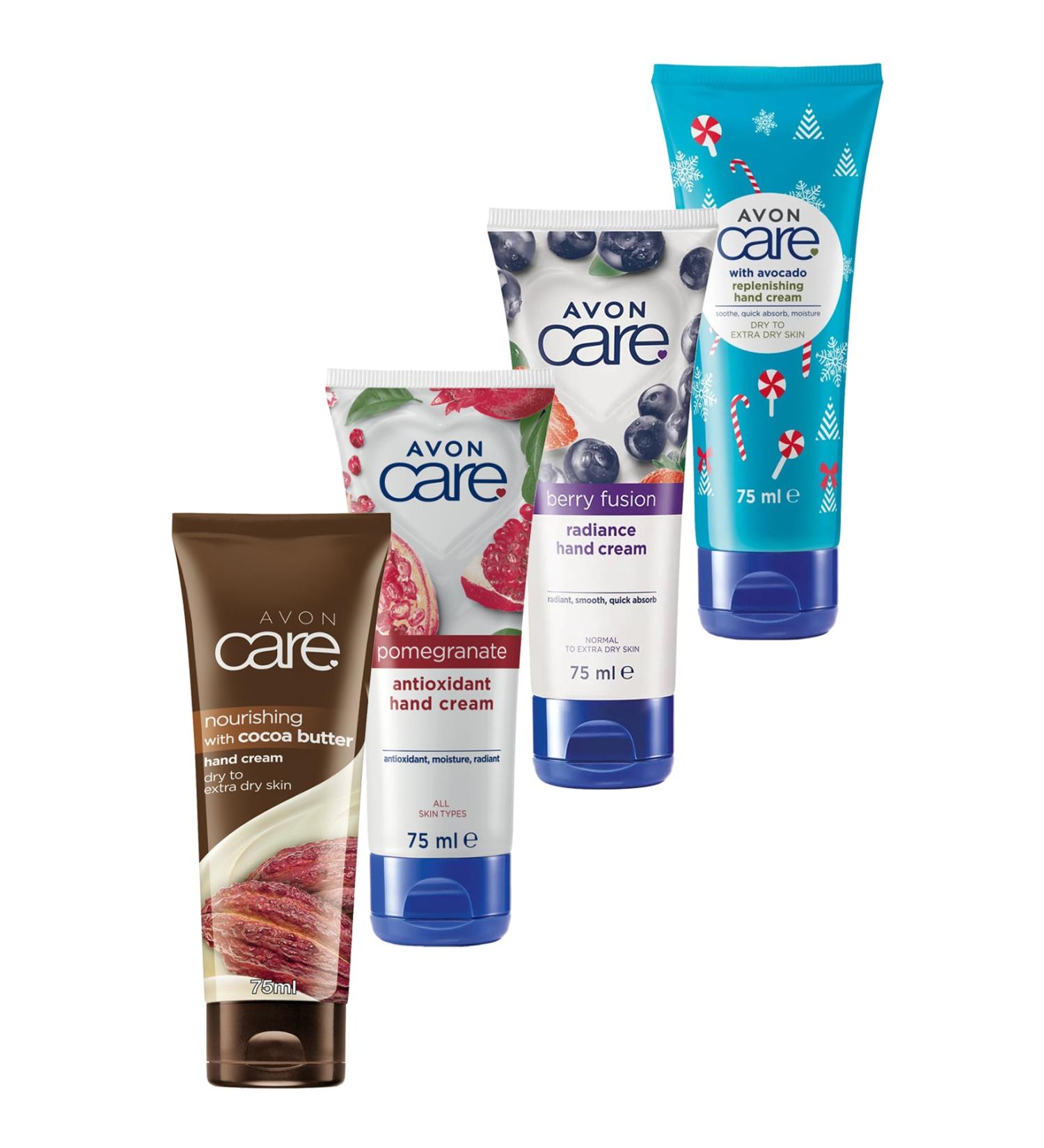 Avon Care Cocoa Pomegranate Blueberry and Avocado Extract Quad Hand Cream Pack - Buy Online on GoSupps.com