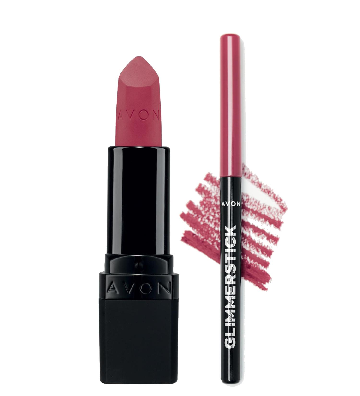 Avon Ultra Matte Lipstick Mauve Matters and Glimmerstick Lip Pencil Pink Bouquet Bundle - Buy Online on GoSupps.com