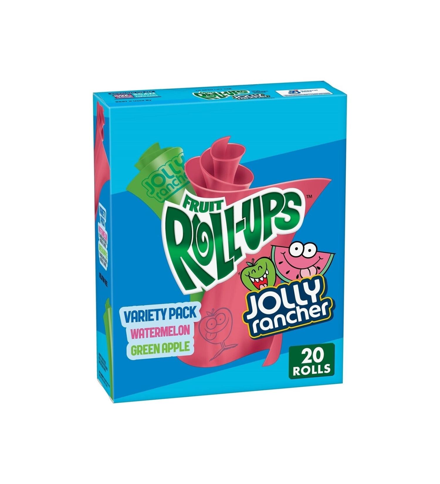 General Mills Fruit Roll-Ups Fruit Flavored Snacks Jolly Rancher Green Apple & Watermelon 20 Count 283gr - Buy Online on GoSupps.com