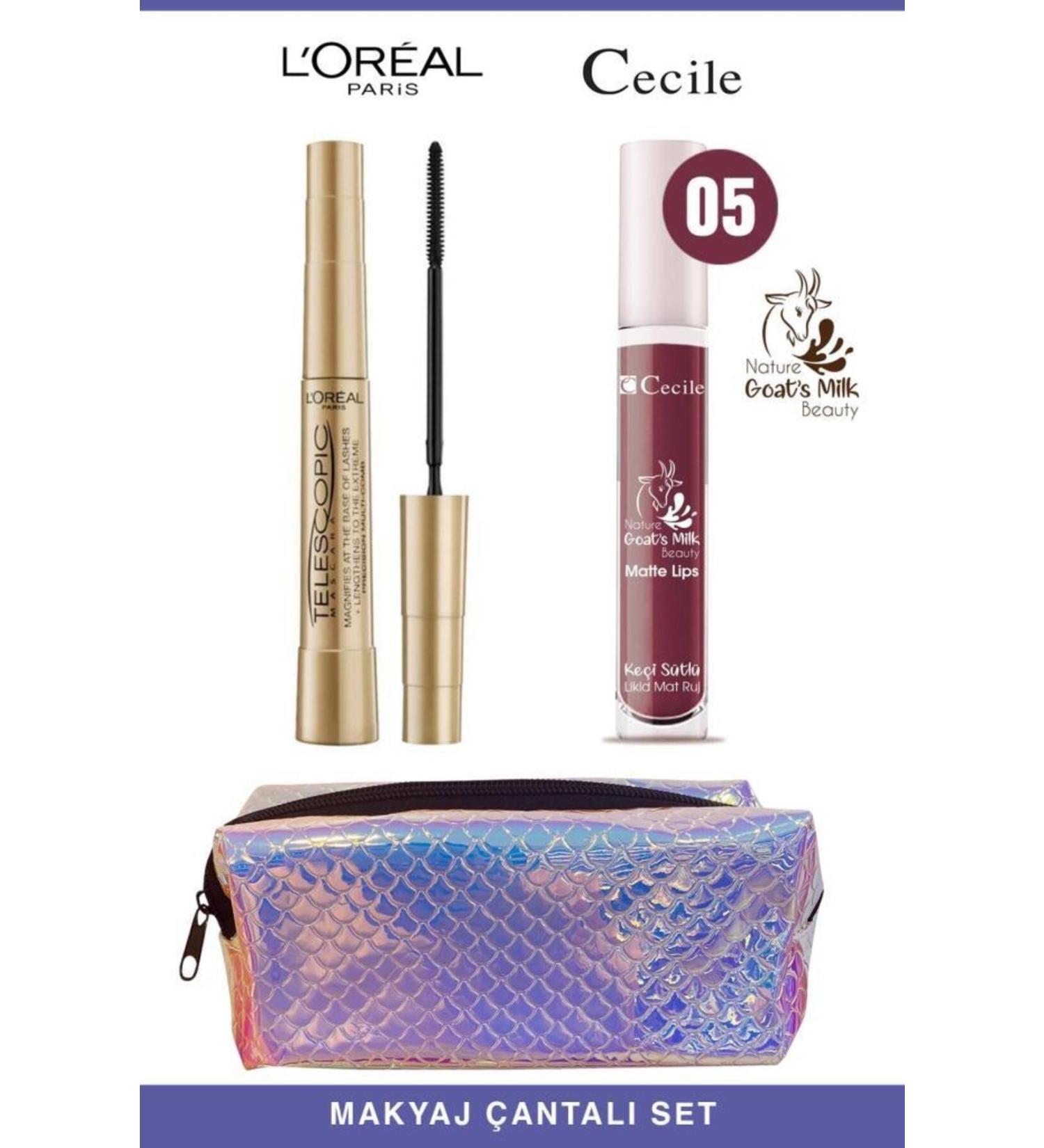 L'Oreal Paris Loreal Telescopic Instant Long Lashes-Cecile Goat Milk Permanent Plumping Lipstick Set 05 - Buy Online on GoSupps.com