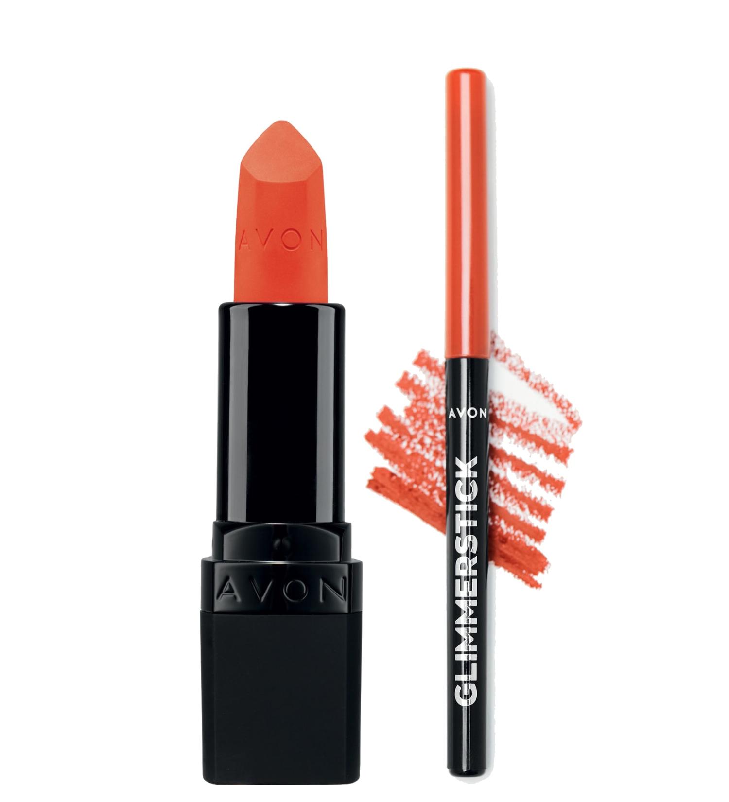 Avon Ultra Matte Lipstick Coral Fever and Glimmerstick Lip Pencil Coral Bundle - Buy Online on GoSupps.com