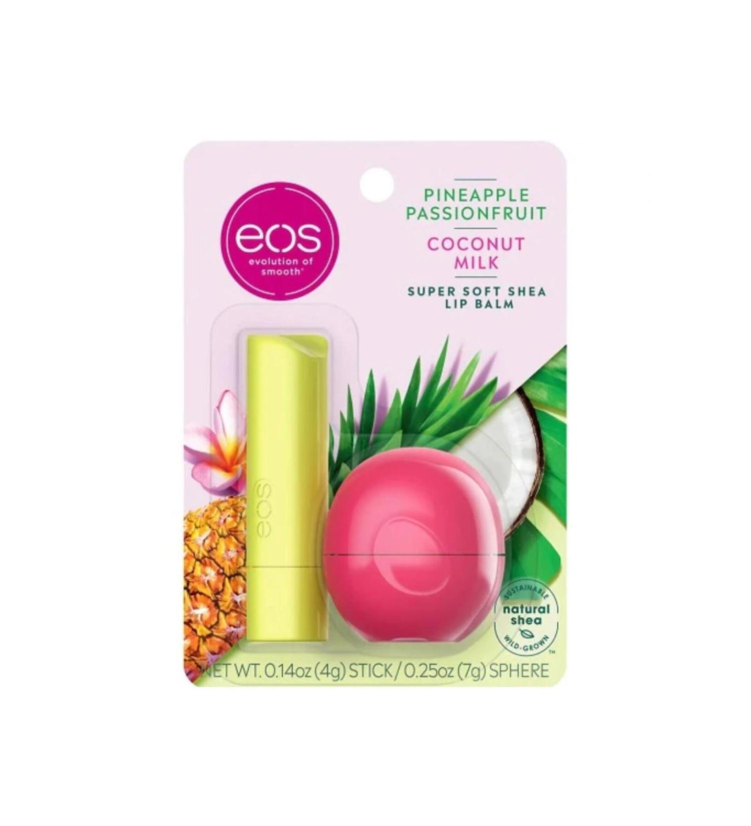 Eos Pineapple Passionfruit Stick 4g. & Coconut Milk Sphere Lip Balm 7g. - Buy Online on GoSupps.com