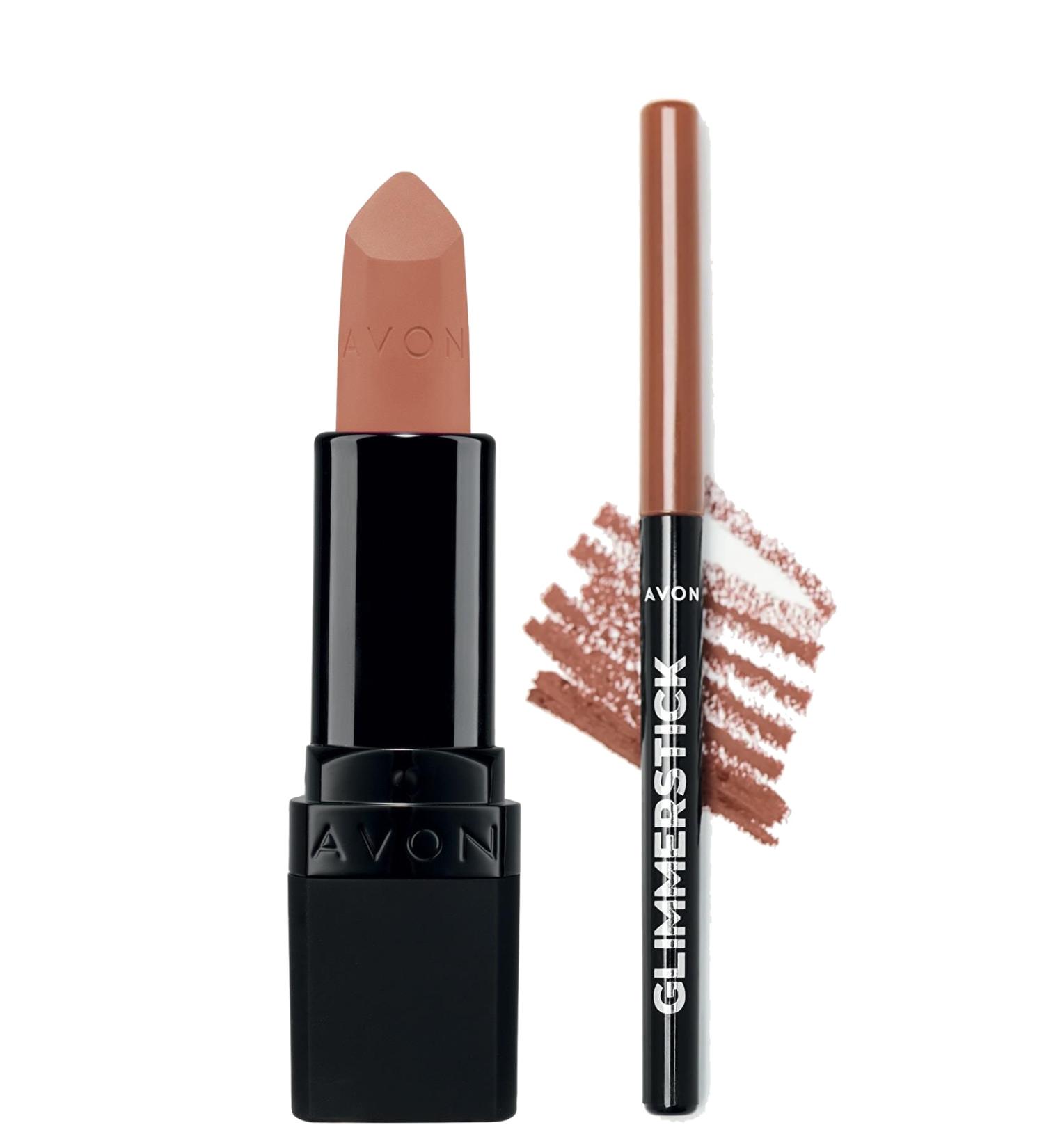 Avon Ultra Matte Lipstick Au Naturale and Glimmerstick Lip Pencil Nude Pack - Buy Online on GoSupps.com
