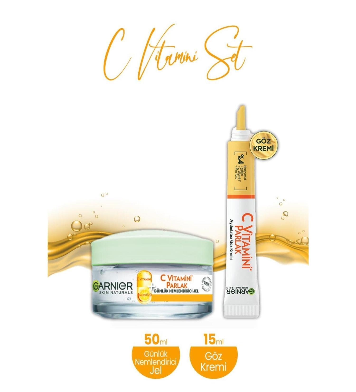 Garnier Daily Moisturizing Gel Vitamin C 50 ml and Brightening Eye Cream Vitamin C 15 ml