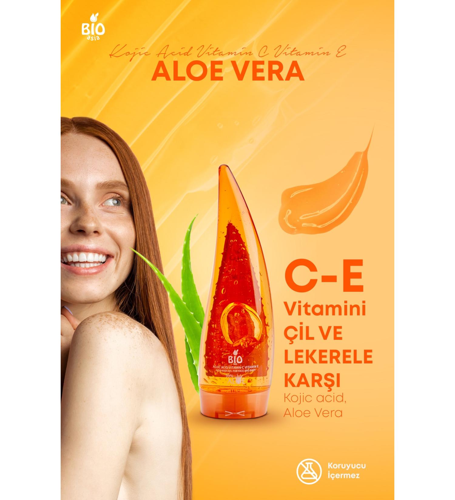 B O ASIA Aloe Vera Kojic Acid Vitamin C & E Gel 250 ml