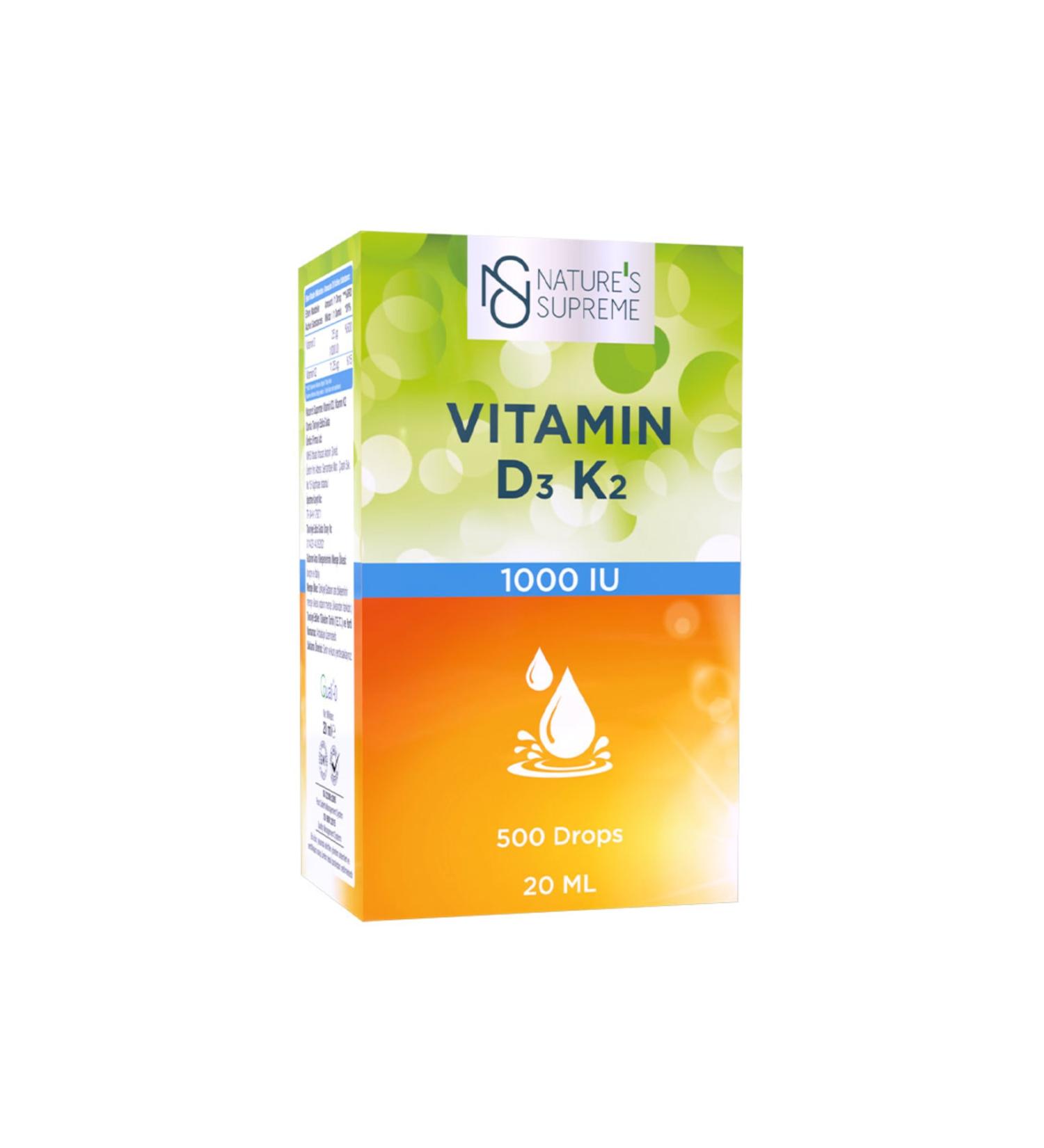 Natures Supreme Vitamin D3 K2 20 ml Drops - Buy Online on GoSupps.com