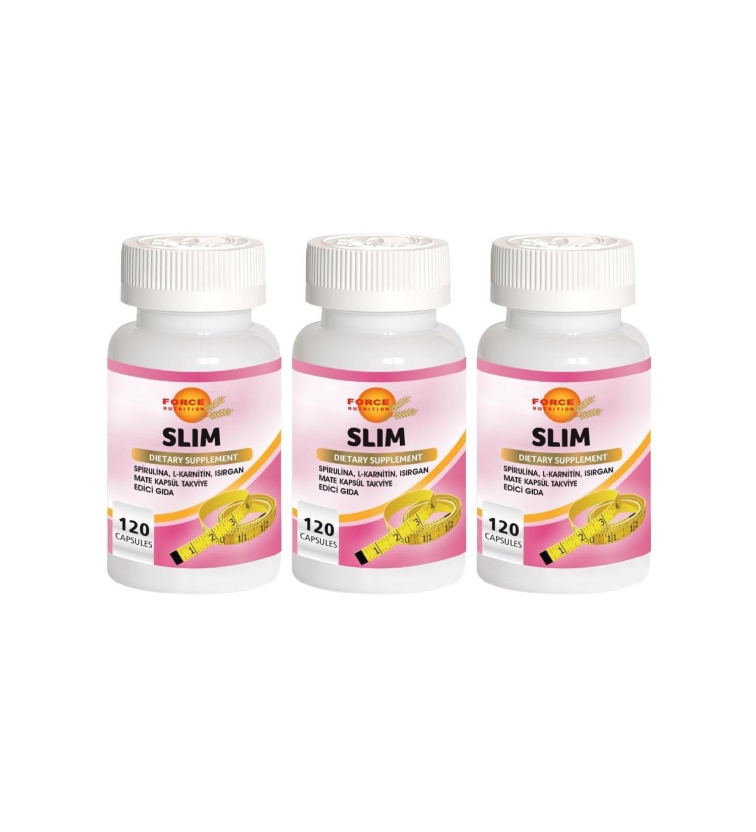 Force Nutrition Slim 3x120 Capsules Spirulina L-carnitine Nettle Mate Green Tea Chrome