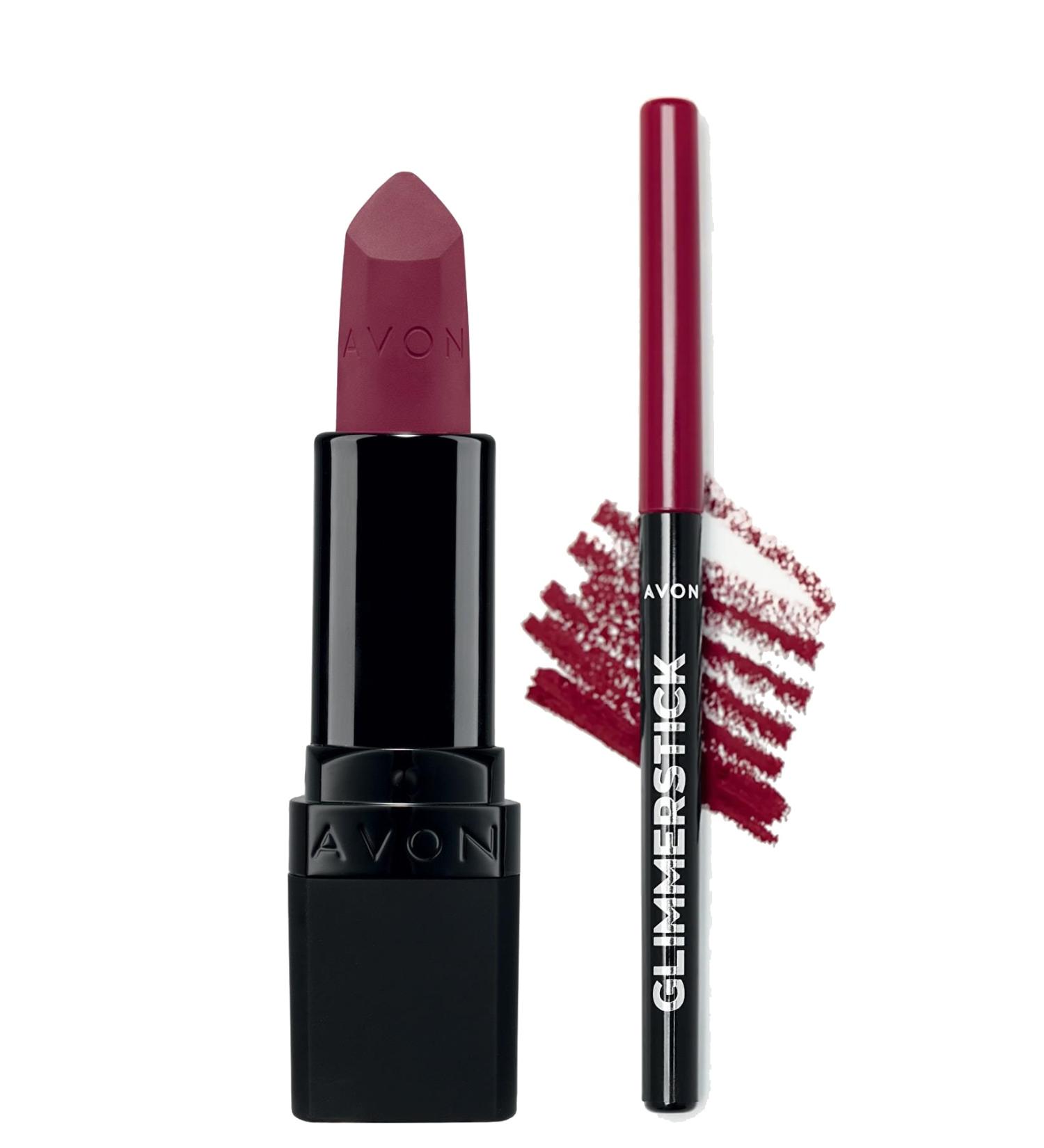 Avon Ultra Matte Lipstick Berry Blast And Glimmerstick Lip Pencil Chery Jubilee Pack - Buy Online on GoSupps.com
