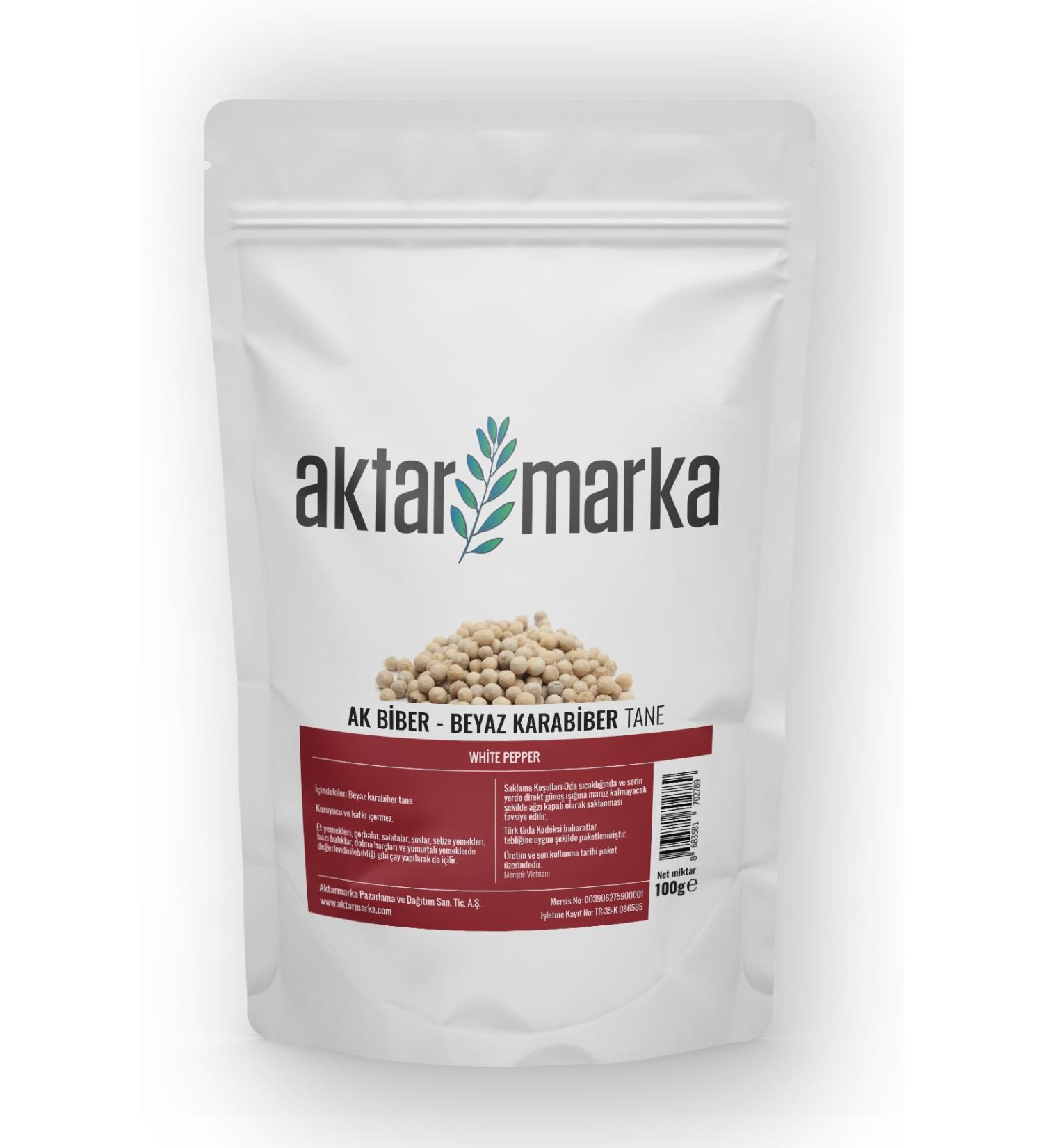 Aktarmarka White Pepper White Black Pepper Grain 100 Gr