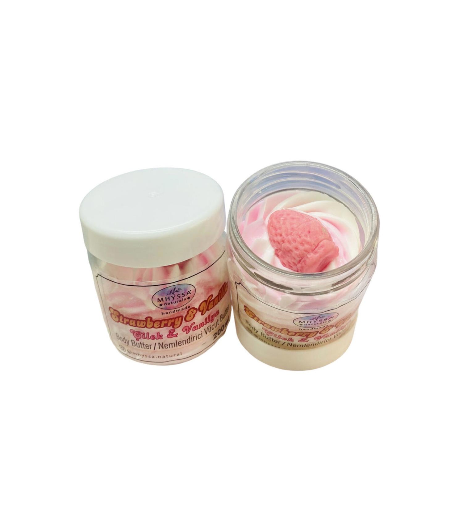 MHYSSA naturals Strawberry & Vanilla Body Butter / Moisturizing Natural Body Cream (Strawberry & Vanilla Flavored 200ml)