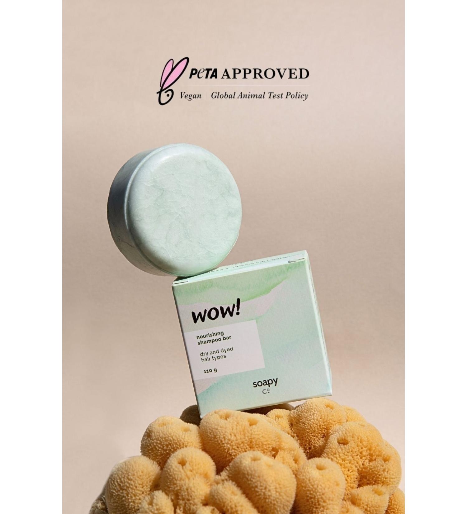 Soapy Co Wow! Nourishing Solid Shampoo - Dry Hair - 110 Gram Solid Shampoo Bar - Buy Online on GoSupps.com