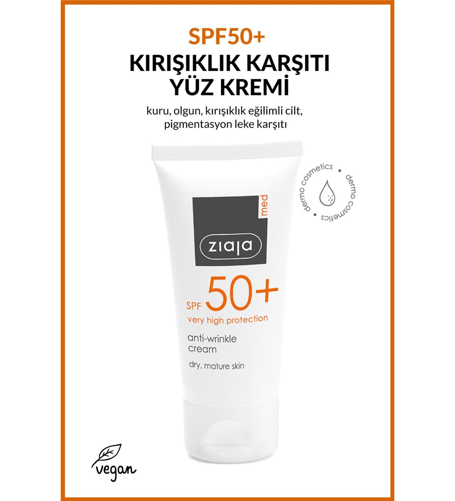 Ziaja Med Spf 50 Anti-Wrinkle Cream Dermatological Formula 50 ml - Buy Online on GoSupps.com